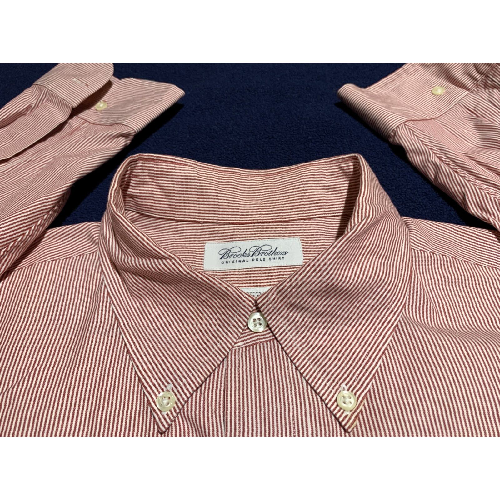 Brooks Brothers VINTAGE Brooks Brothers Dress Shirt Men Slim Fit 17-34 Red Striped Business Shirt Size 46R - 4 Thumbnail