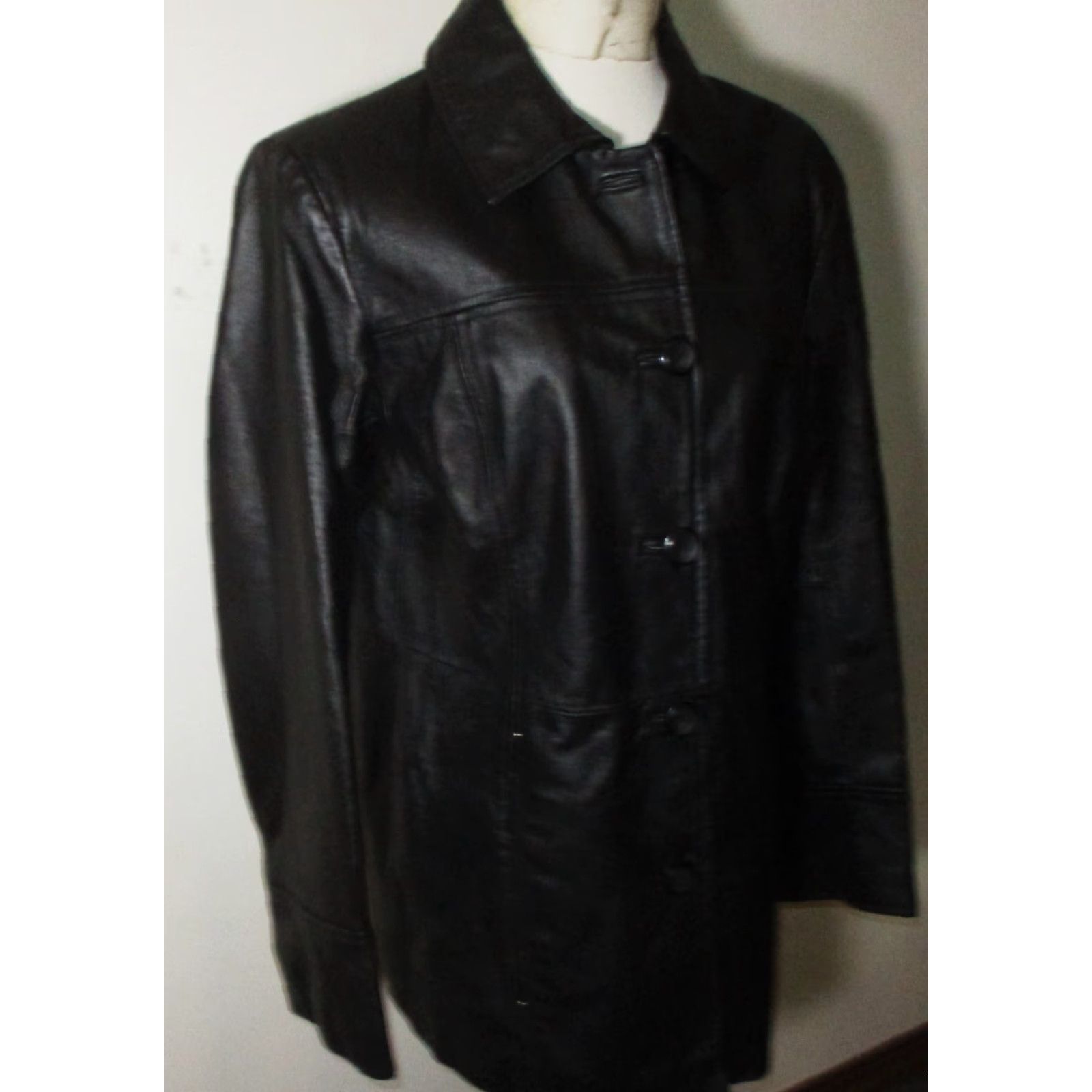 Vintage East 5th Coat Women's Size L Black 100% Leather Button Size L / US 10 / IT 46 - 3 Thumbnail