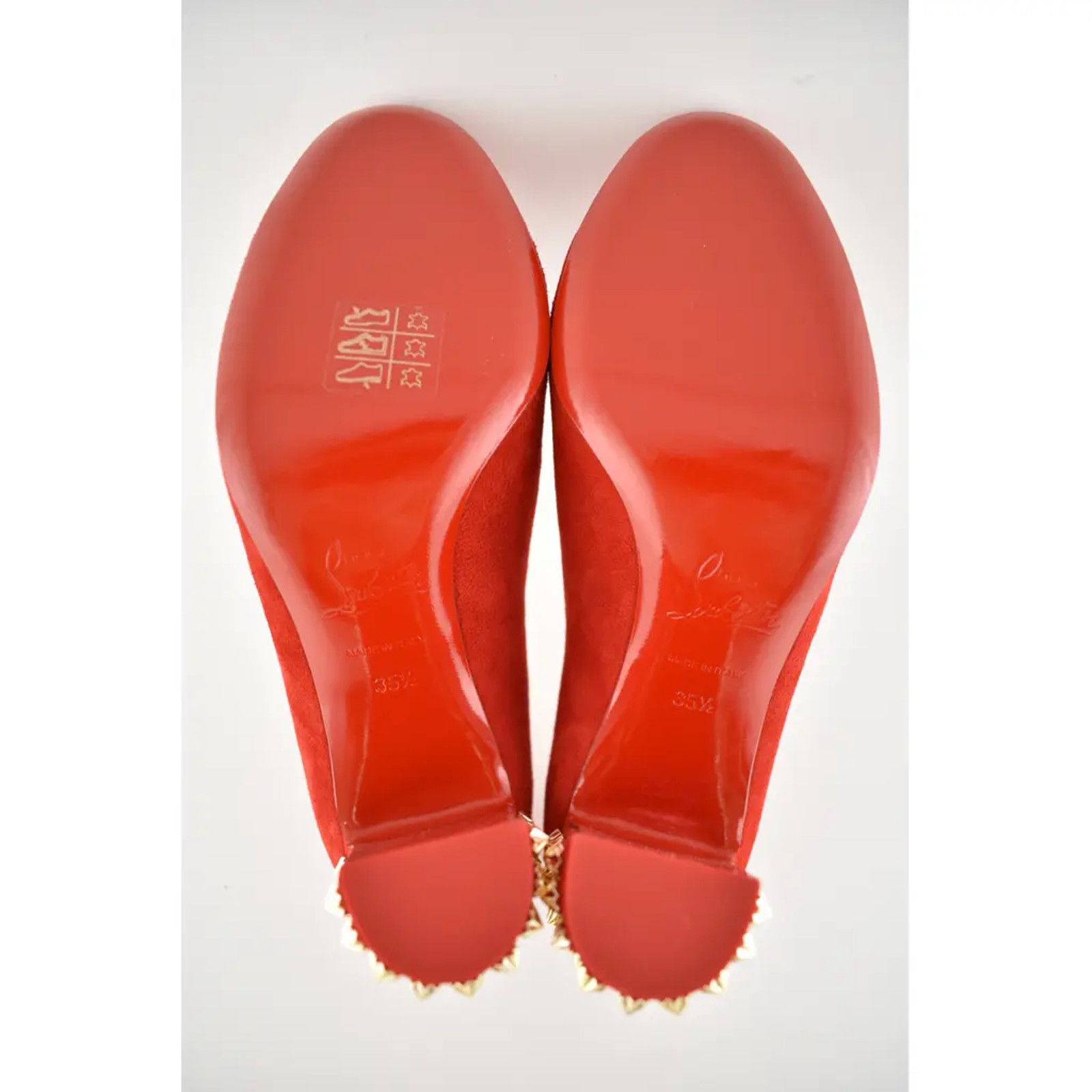 Christian Louboutin Christian Louboutin Marimalus 85 Loubi Red Suede Gold Spike Size US 5.5 / IT 35.5 - 12 Thumbnail