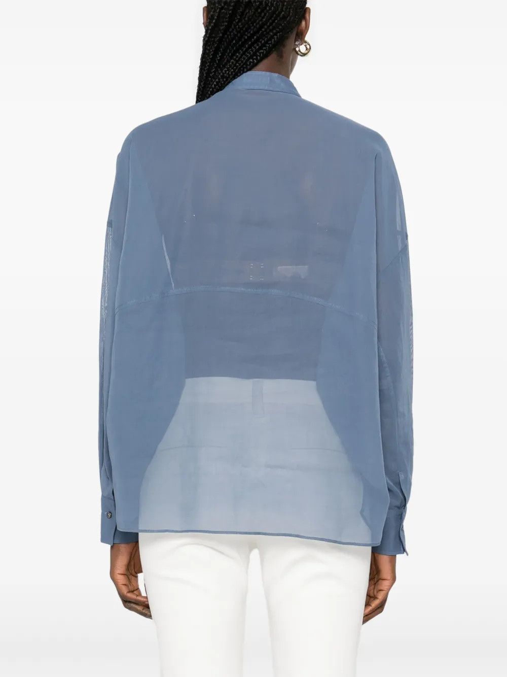 Brunello Cucinelli o1w1db10825 Blouse in Light/Pastel Blue Size L / US 10 / IT 46 - 3 Thumbnail