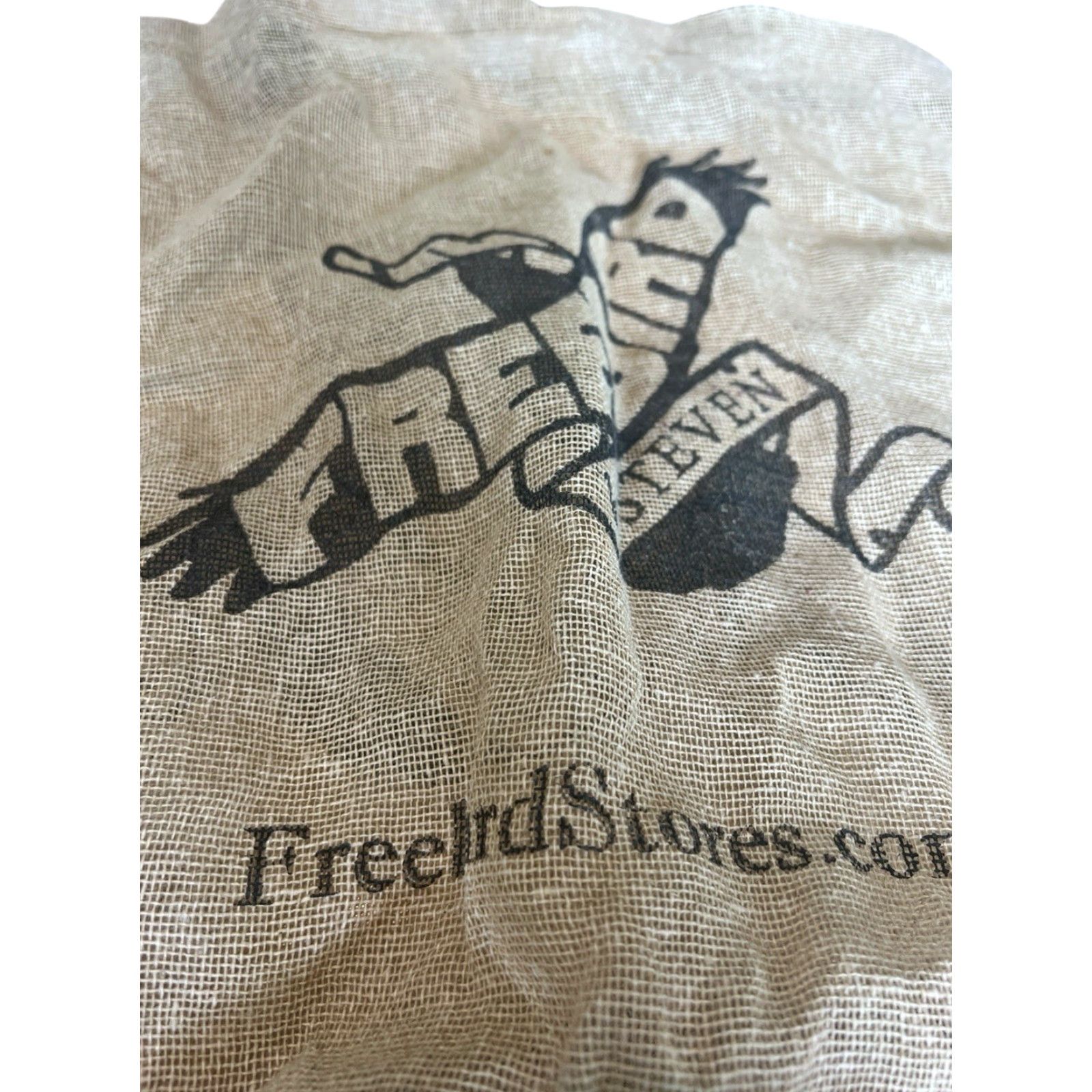 FREEBIRD VINTAGE FREEBIRD By Steven Tan & Black LOGO JUTE BAG Shoulder Tote Travel Tan Womens 14” tall 16.5” wide 4.5” deep Size ONE SIZE - 3 Thumbnail