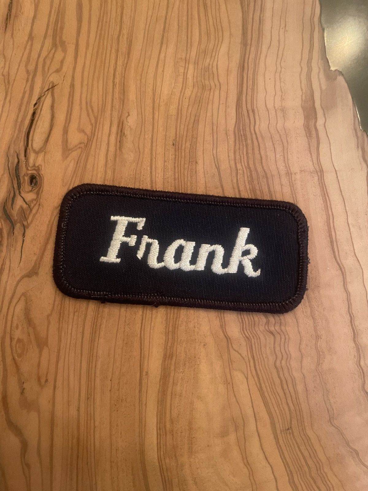 Vintage 70s “FRANK” Cursive Mechanics Sew On Name-tag Patch