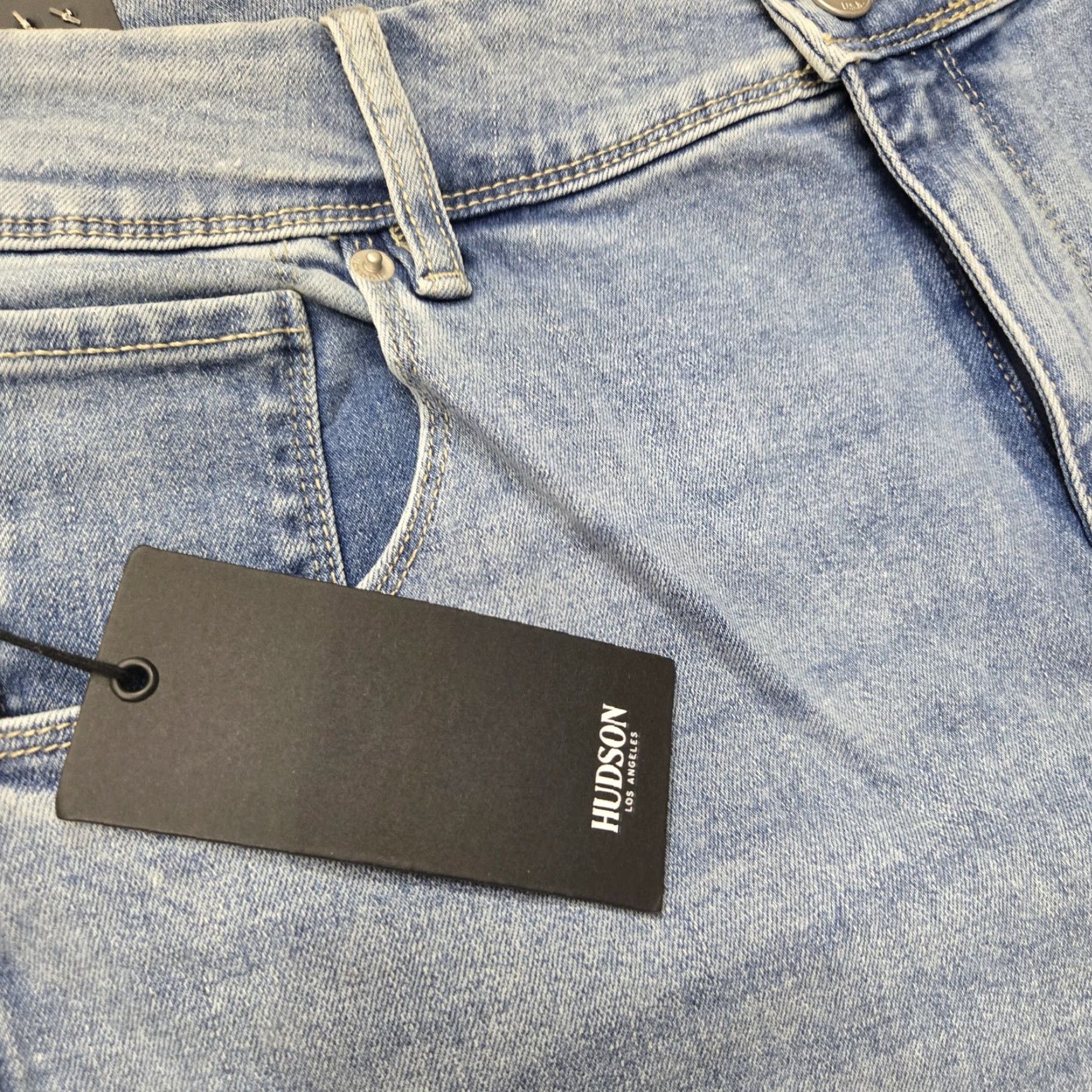Hudson Hudson Jeans Womens 12 Blue Icy Blue Straight Leg Denim Stretch Classic Pockets Jeans Size 34" / US 12 / IT 48 - 3 Thumbnail
