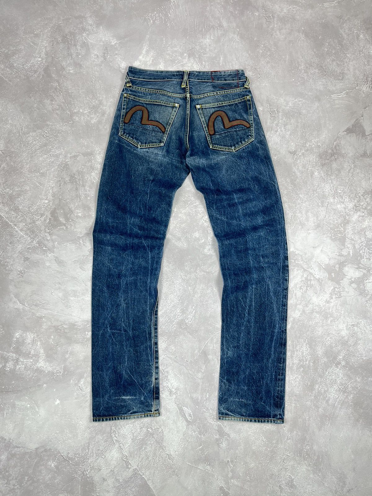 image of Evisu Vintage Y2K Dark Washed Denim Jeans Size 30 Slim in Blue, Men's