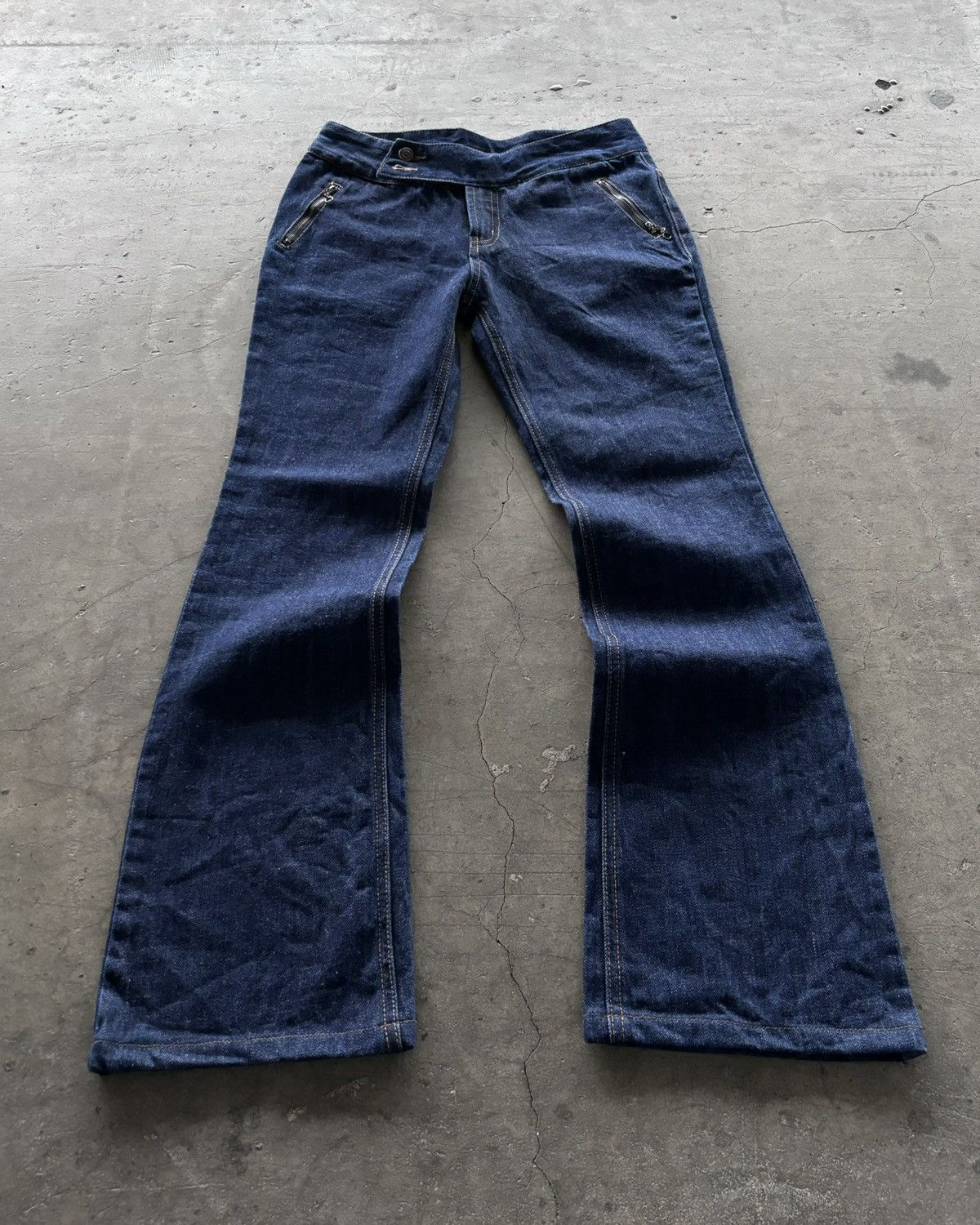 Beauty Beast × Japanese Brand × Tornado Mart 2000s quatre-lien Raw Denim Flared Jeans Size US 28 / EU 44 - 1 Thumbnail