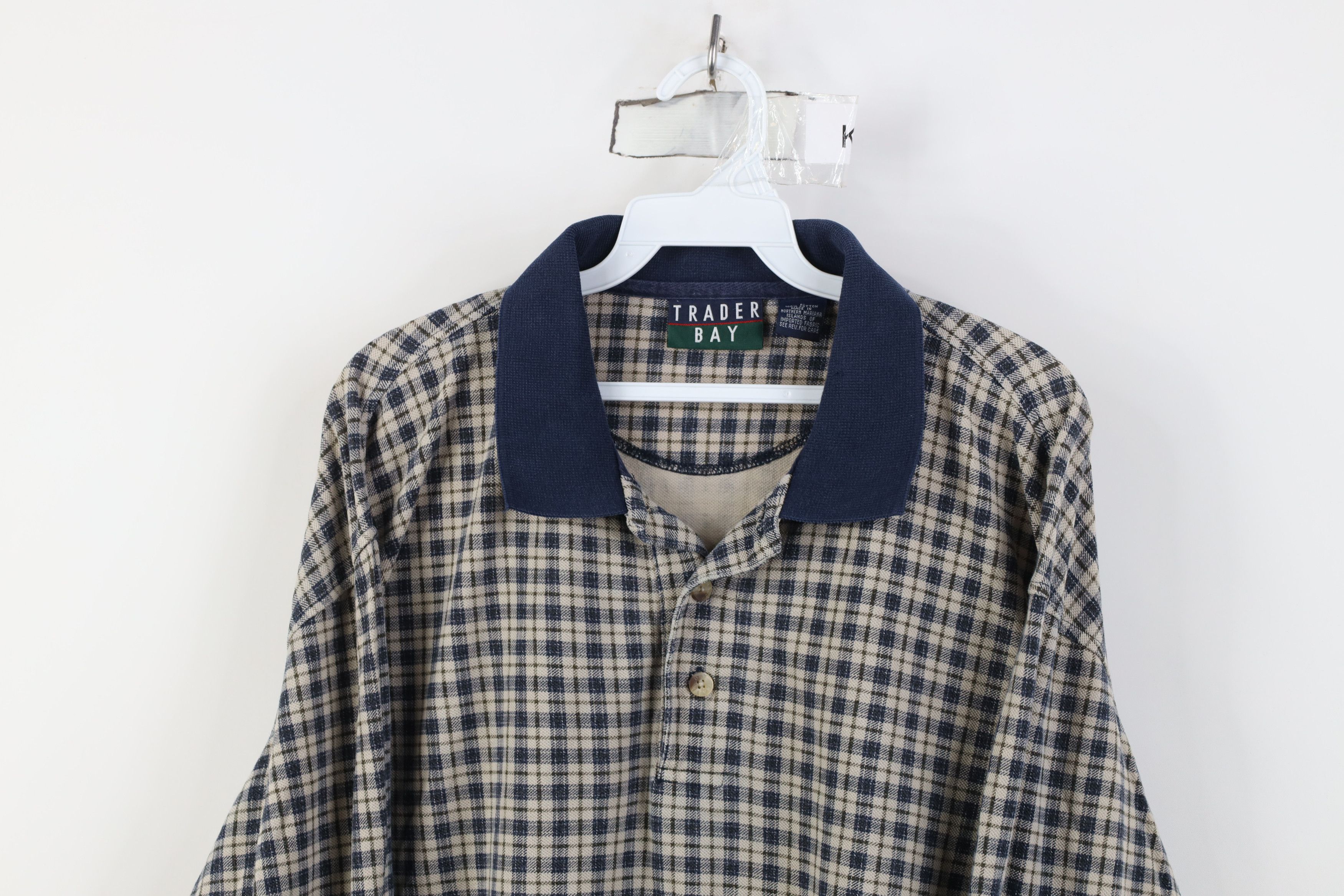 Vintage Vintage 90s Streetwear Long Sleeve Polo Shirt Plaid USA Size US L / EU 52-54 / 3 - 2 Thumbnail