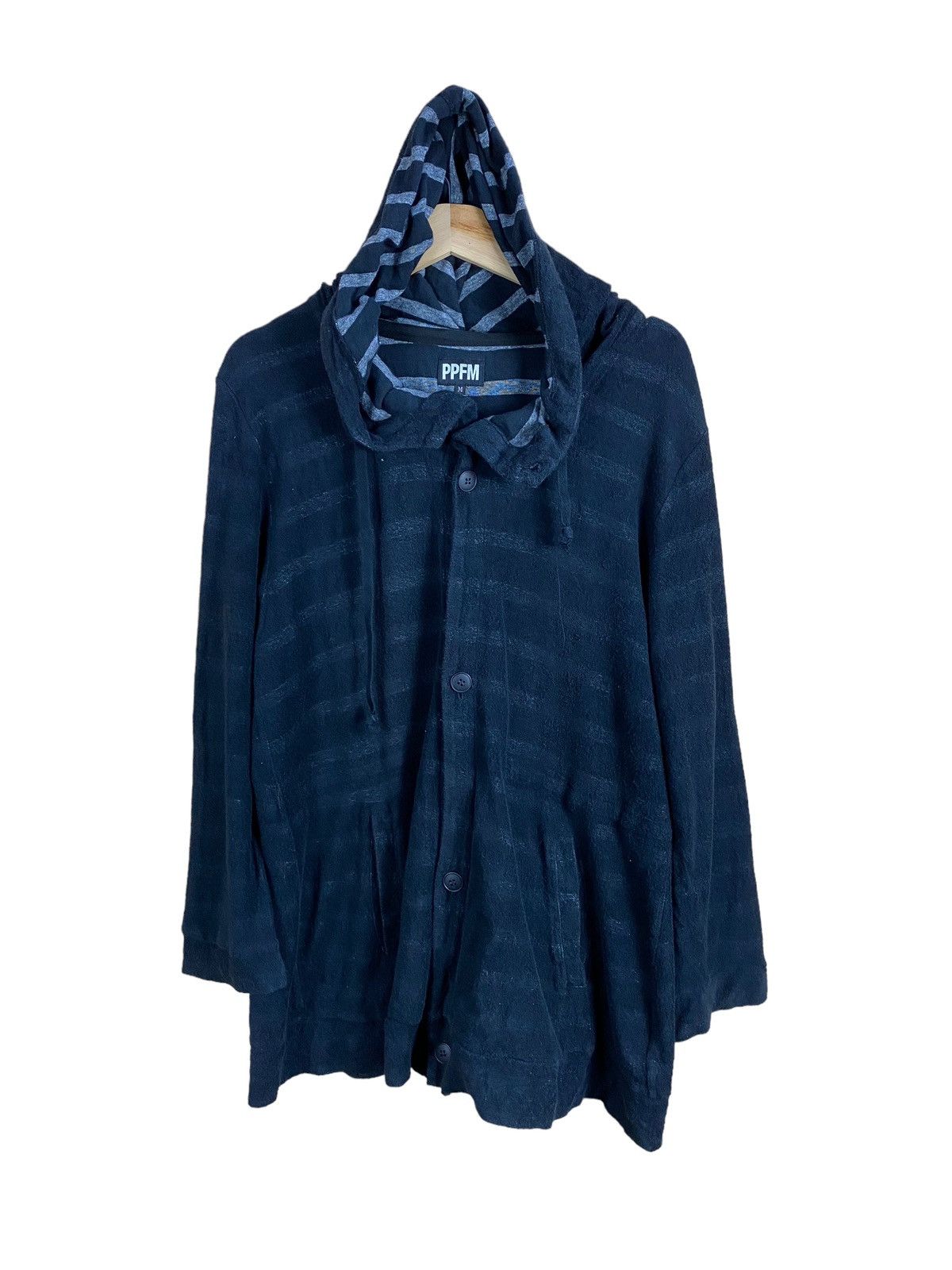 Japanese Brand PPFM STRIPED CARDIGAN HOODIE Size US L / EU 52-54 / 3 - 2 Thumbnail