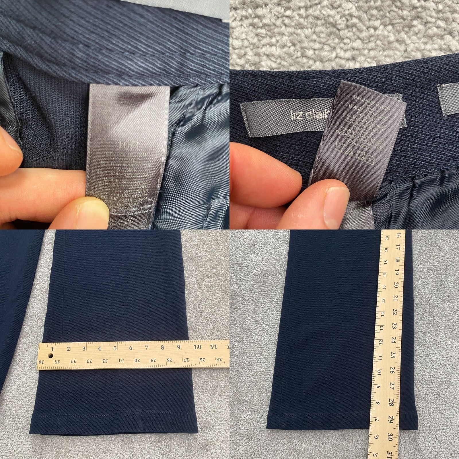 Liz Claiborne Liz Claiborne Audra Dress Pants Womens 10R Navy Blue High Rise Trouser 32x29.5 Size 32" / US 10 / IT 46 - 8 Thumbnail