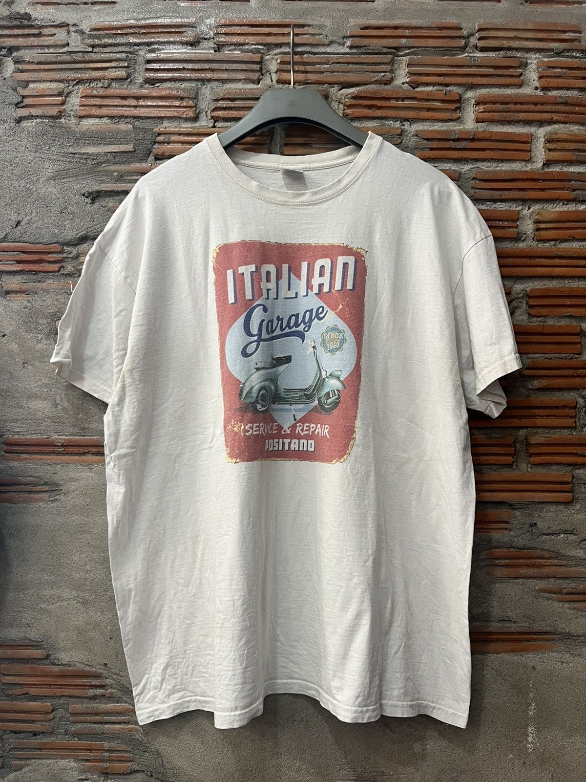 Vintage Vtg ITALIAN Garage Vespa 1946’s S&R Positsno 00’s Tshirt Size US XXL / EU 58 / 5 - 2 Thumbnail