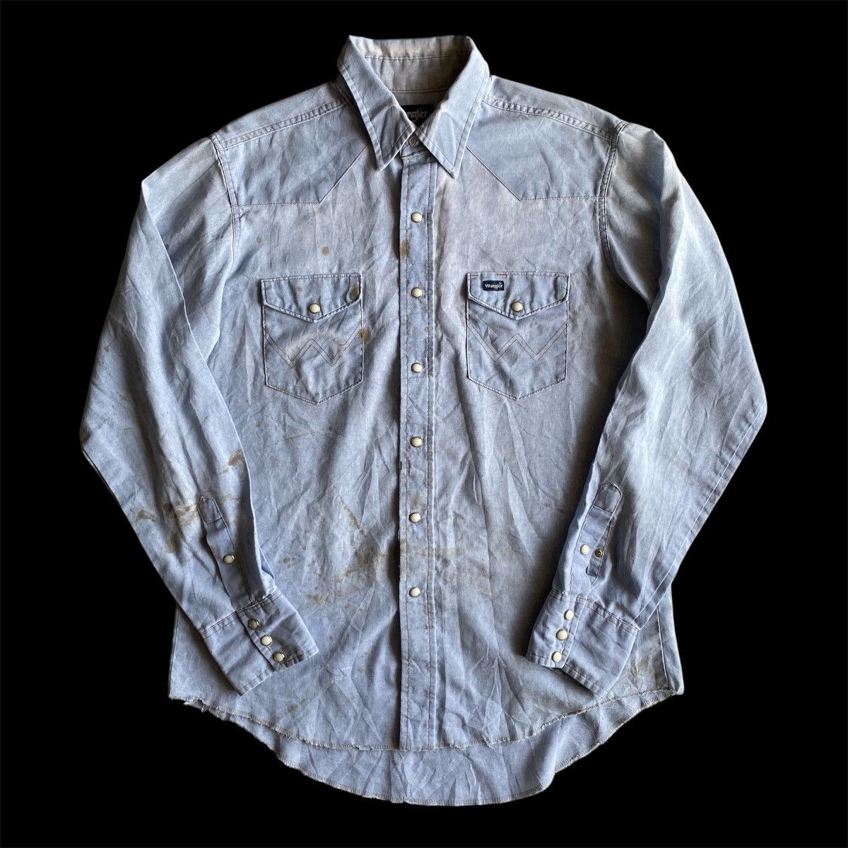 Vintage × Wrangler Vintage Wrangler Denim Shirt Snap Button Size US L / EU 52-54 / 3 - 1 Thumbnail