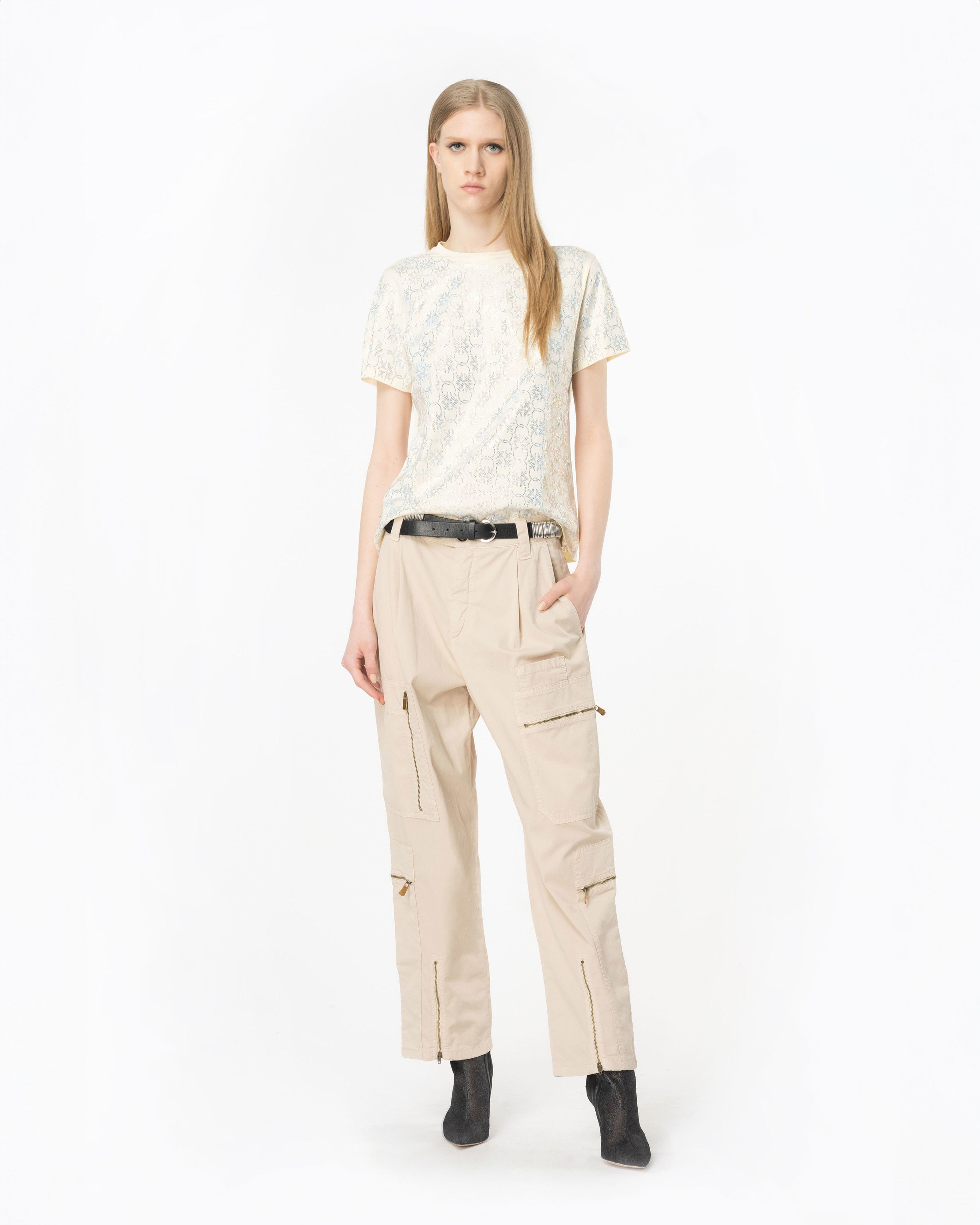 Pinko o1s22i1n0824 Matese Cargo Pants in Beige Size 28" / US 6 / IT 42 - 3 Thumbnail
