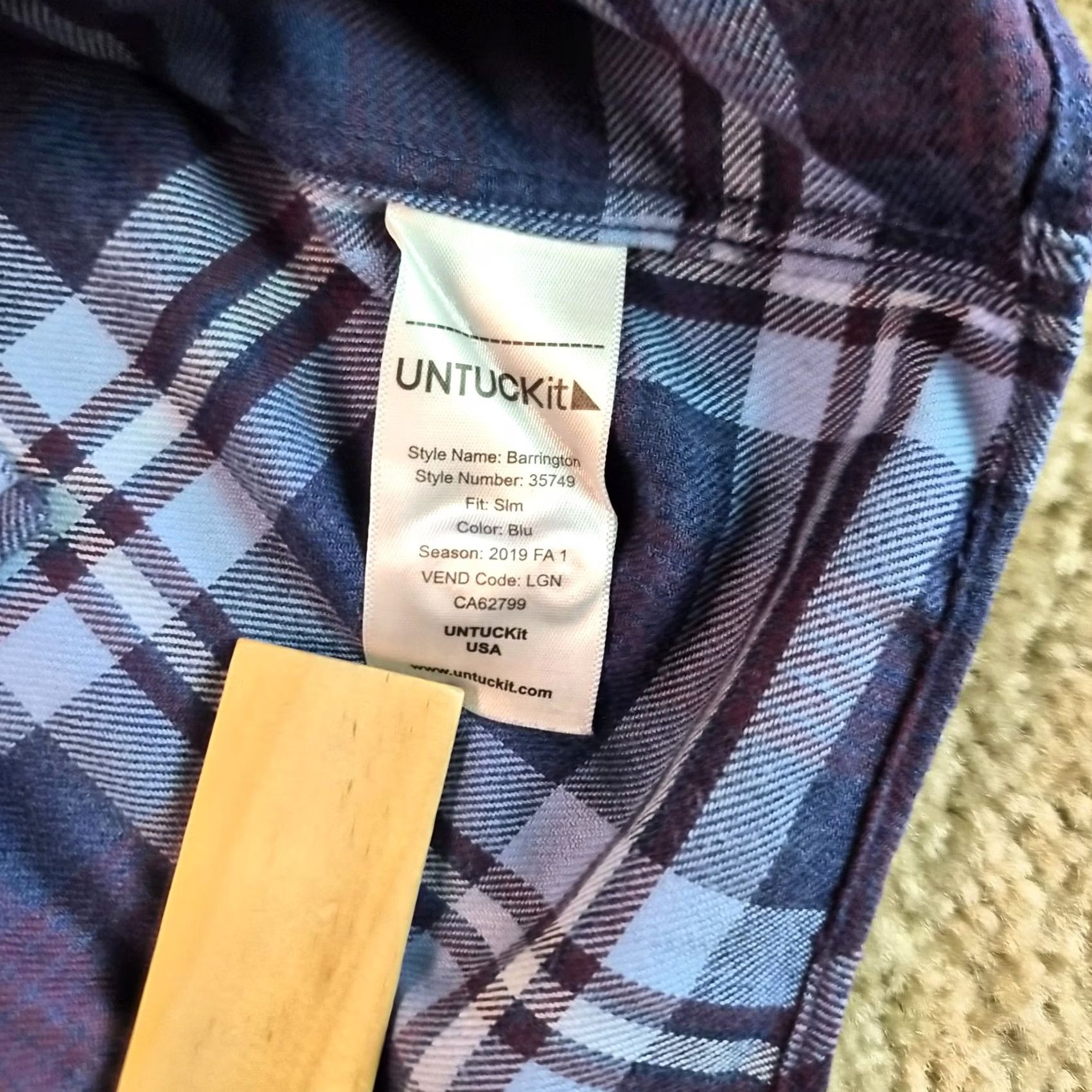 UNTUCKit UNTUCKit Shirt Mens Medium Slim Fit Flannel Button-Up Purple Plaid Long Sleeve G006 Size US M / EU 48-50 / 2 - 5 Thumbnail