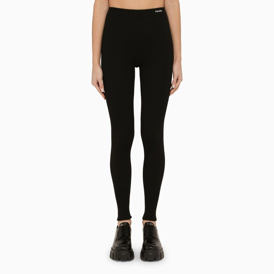 Prada o1d2blof0924 Logo Leggings in Black Size 26" / US 2 / IT 38 - 1 Thumbnail
