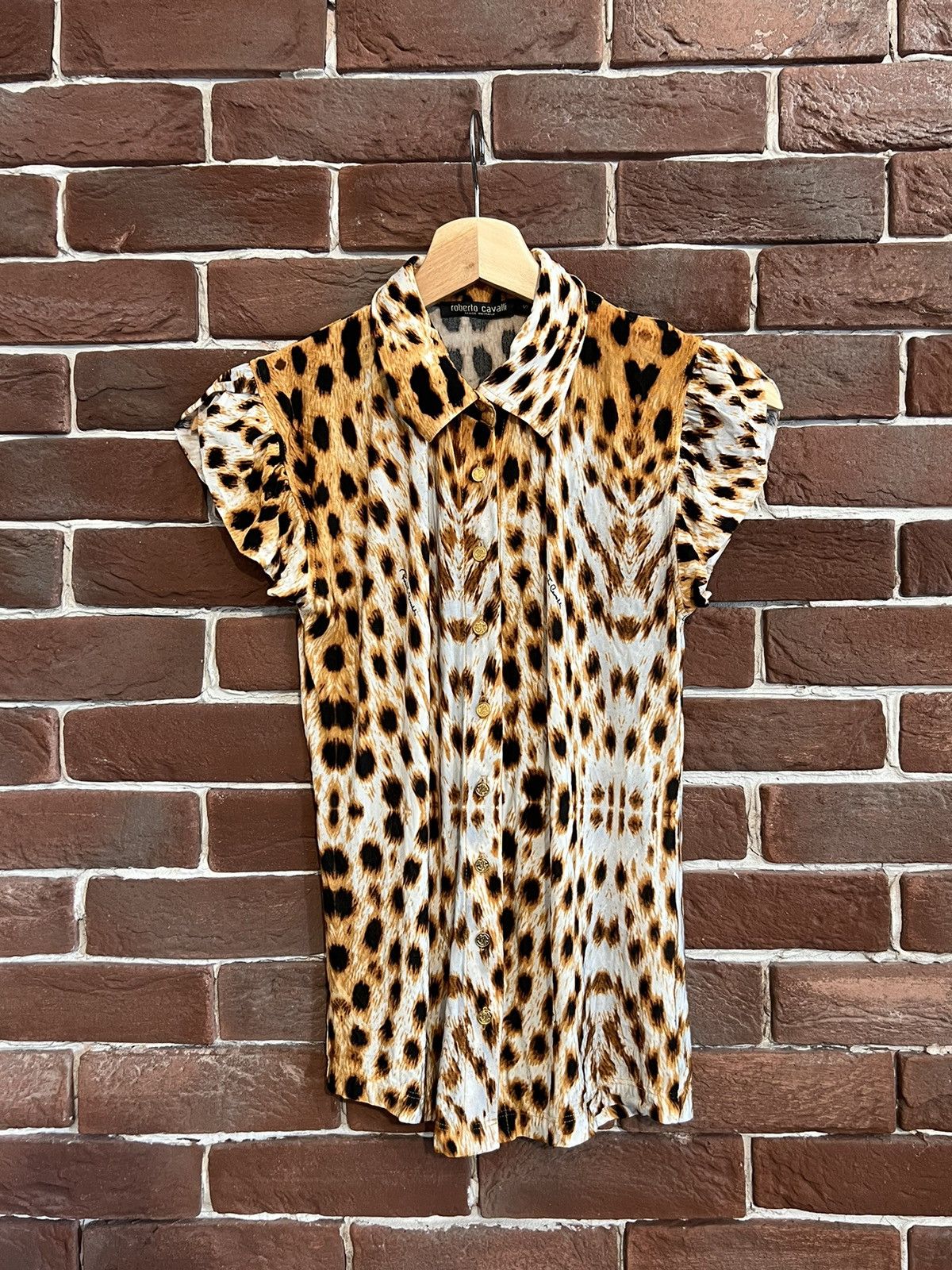 Rare Roberto Cavalli Leopard Print Button Shirt Designer S
