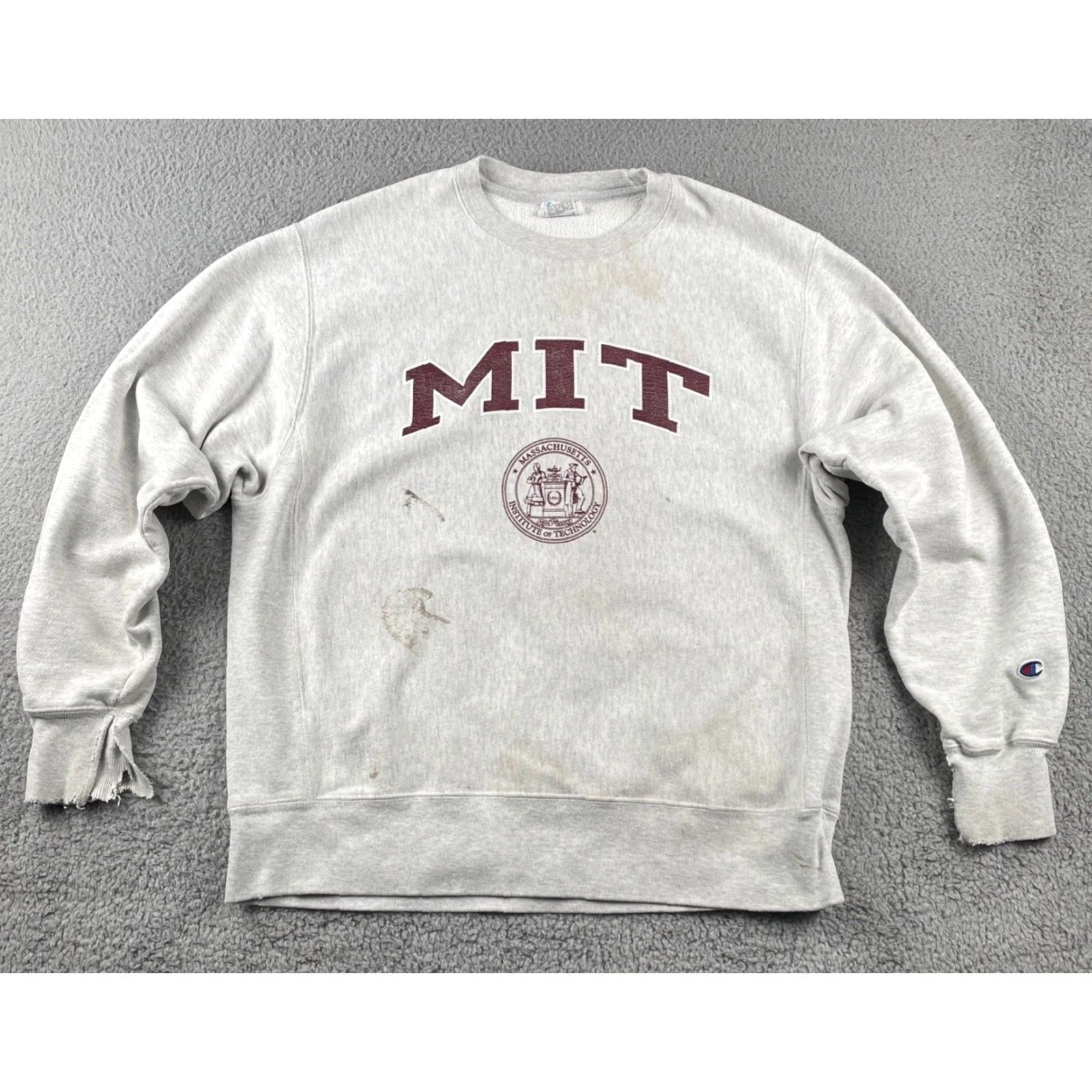 Champion VINTAGE Champion Whute Reverse Weave MIT University Hoodie Mens Large Size US L / EU 52-54 / 3 - 2 Thumbnail