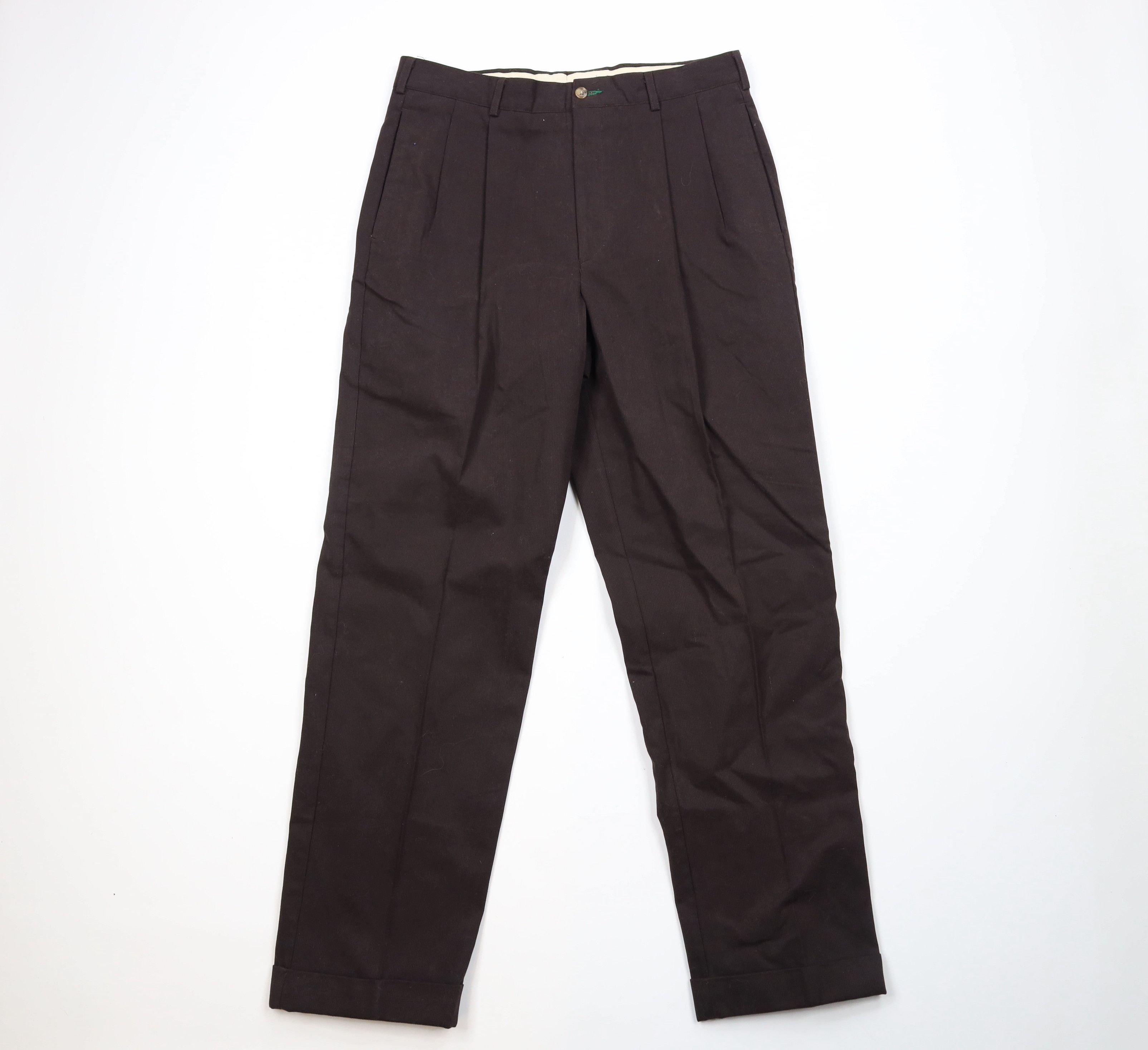 image of 90's Tommy Hilfiger Pleated Cuffed Corduroy Pants in Brown, Men's (Size 32)