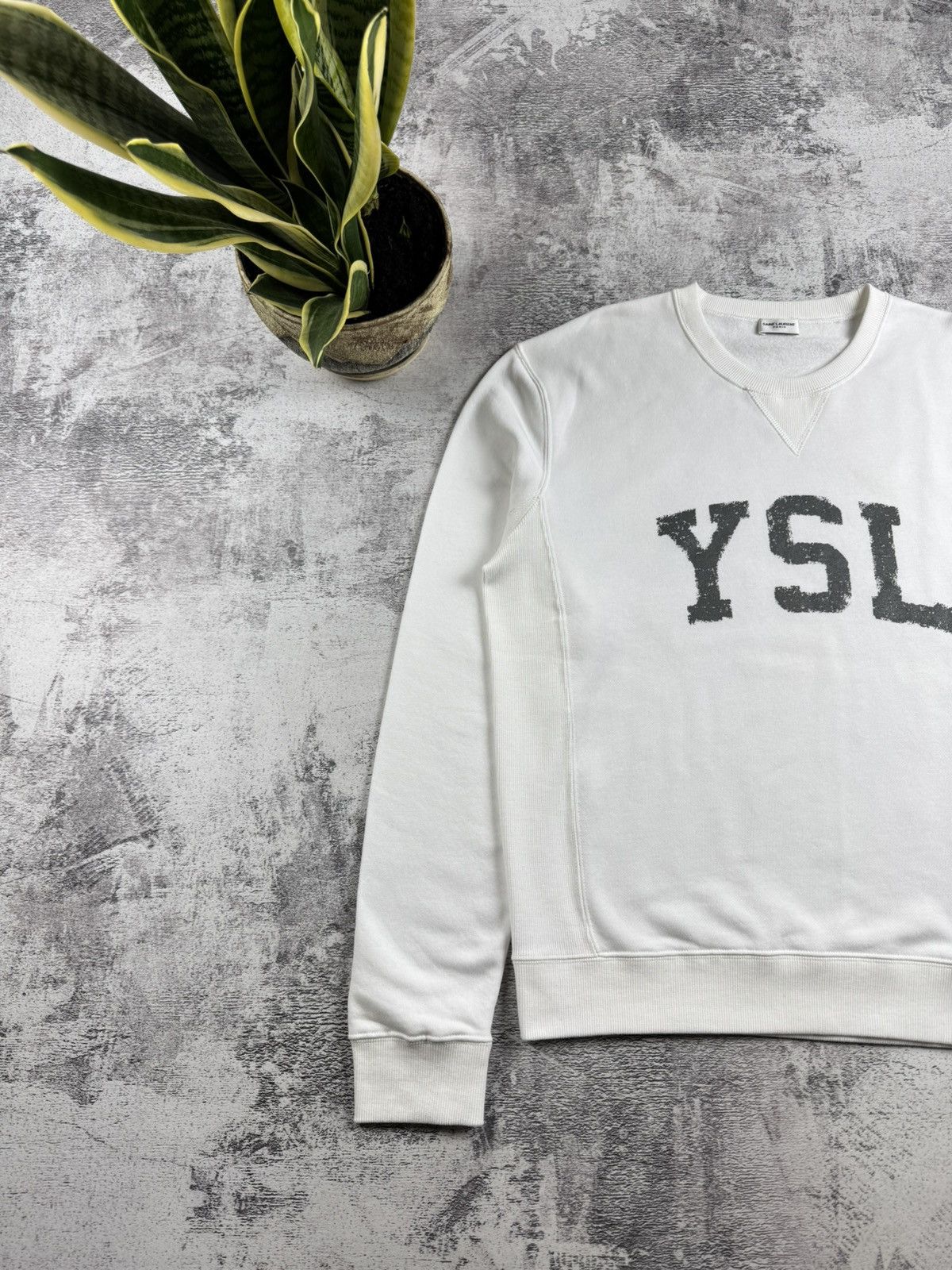Saint Laurent Paris SAINT LAURENT Paris 2021 YSL Logo Cotton White Crew Sweatshirt Pullover Hoodie Size US L / EU 52-54 / 3 - 2 Thumbnail