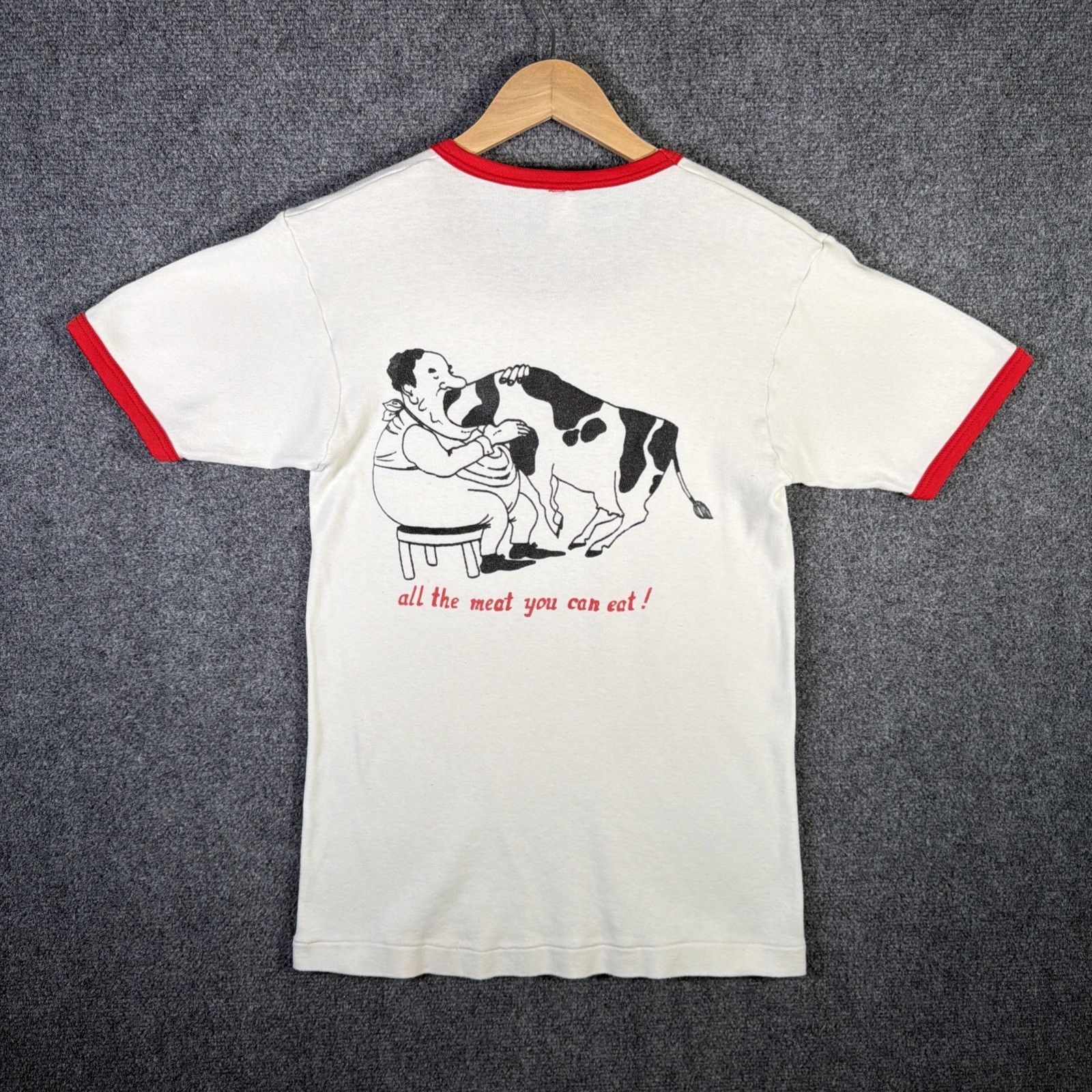 Vintage True Vintage Shirt Large White 60s Nairobi Meat Cow Ringer Size US L / EU 52-54 / 3 - 1 Thumbnail
