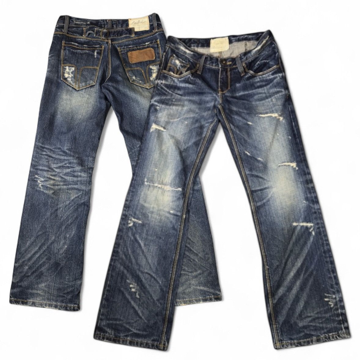 Beauty Beast 🔥 Flared Exotic Vintage Lolita Low Rise Jeans W31 Size 31" - 1 Thumbnail