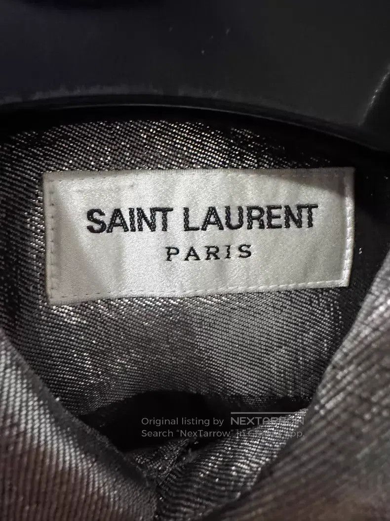 Saint Laurent Paris Saint Laurent Paris Mulberry Silk Shiny Silver Thread Shir Size XS / US 0-2 / IT 36-38 - 6 Thumbnail
