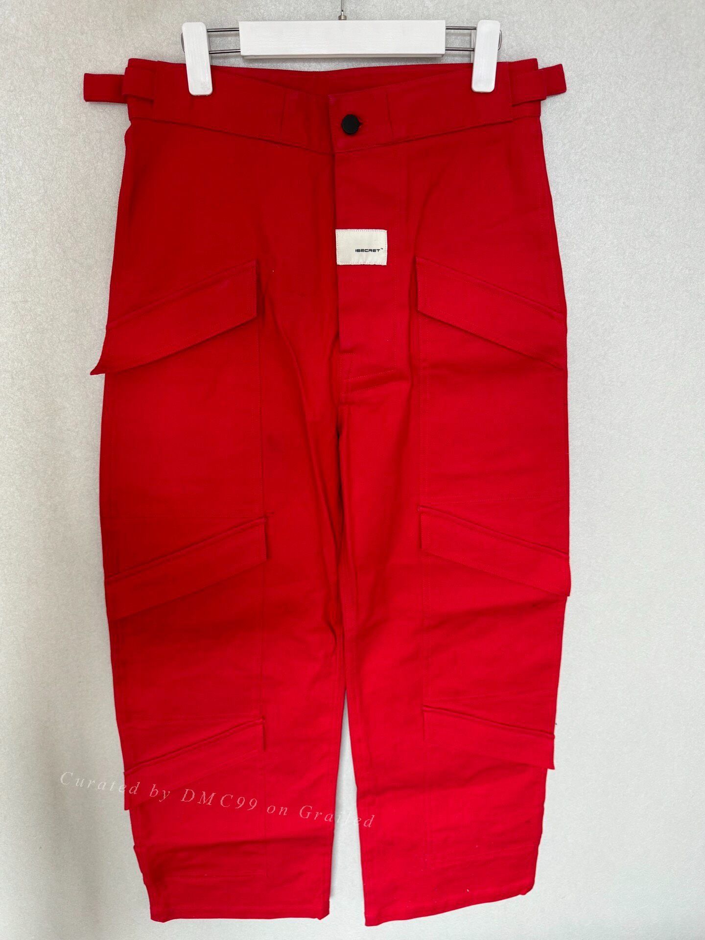 Vintage ISECRET Multi-pocket Red Cargo Pants Size US 35 - 1 Thumbnail