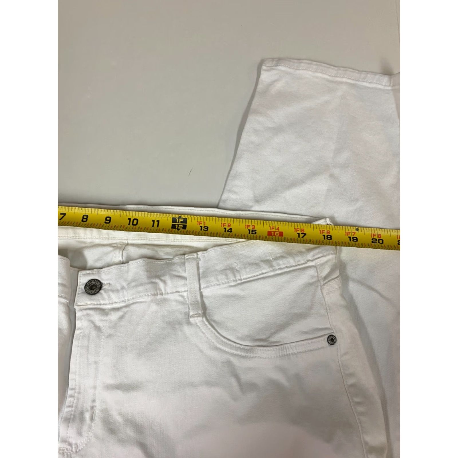 Vintage James Jeans Womens Jeans 20 White Twiggy Cigarette Leg Regular Inseam 31in Mid Rise Denim Cotton Blend Embroidered Pockets Solid Flower Size 42" / US 20 - 5 Thumbnail