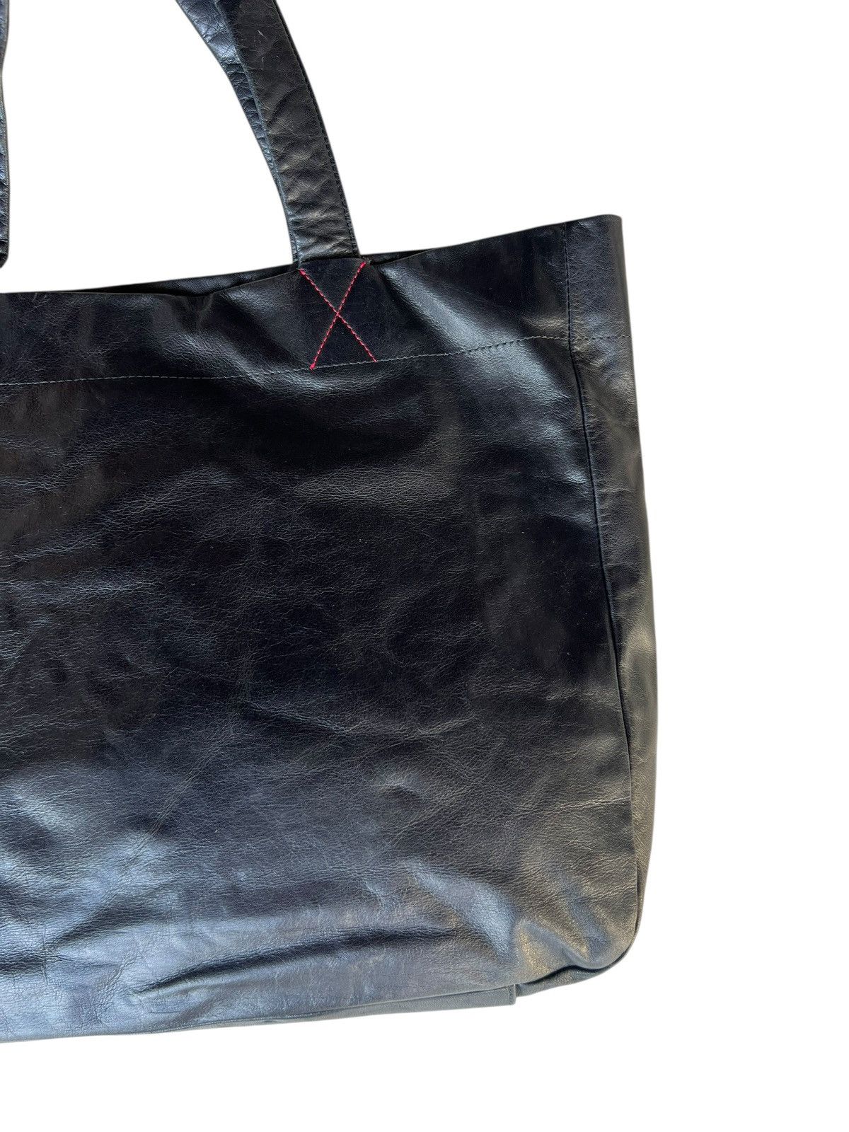 Leather B. Stuff Japan Patina Black Leather Tote Bag Size ONE SIZE - 7 Thumbnail