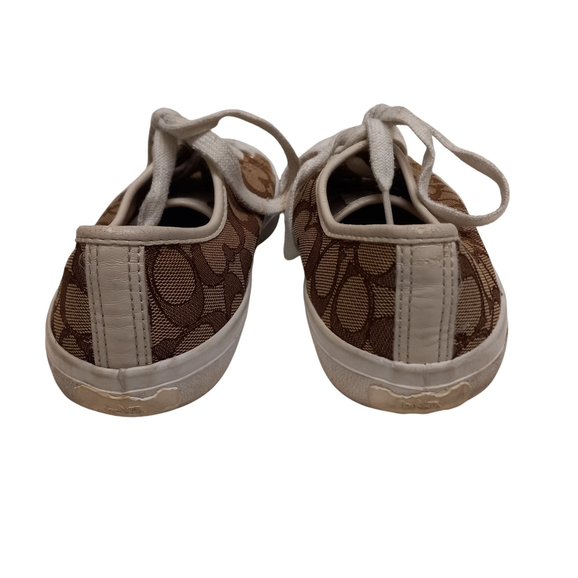 Coach Coach Size 8 8B Sneakers Signature Canvas Lace Up Brown Whit Size US 8 / IT 38 - 4 Thumbnail
