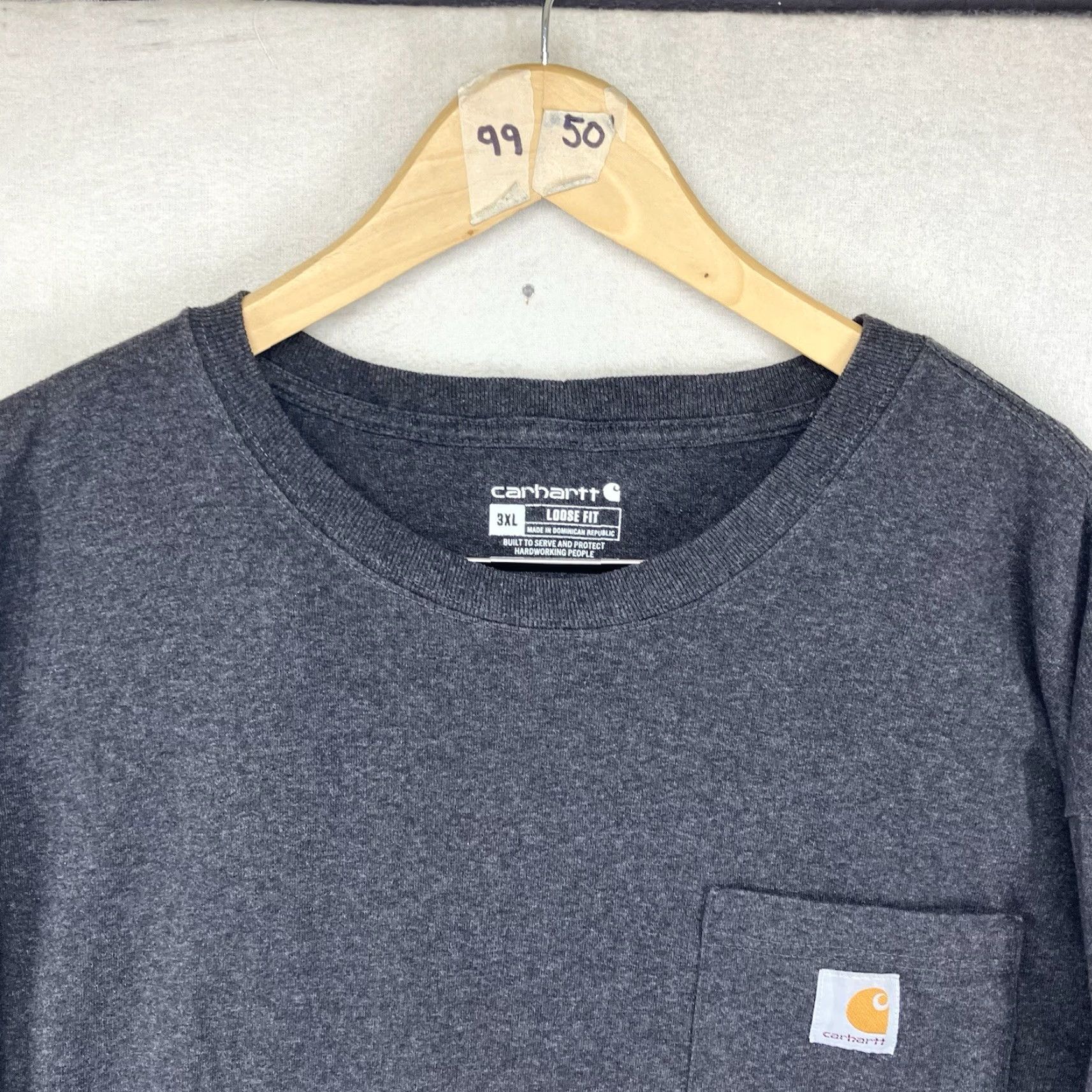 Carhartt Carhartt Mens T-Shirt Charcoal Gray 3XL Long Sleeve Crew Neck Pocket Relaxed Fit All Seasons Logo Size US XXL / EU 58 / 5 - 5 Thumbnail