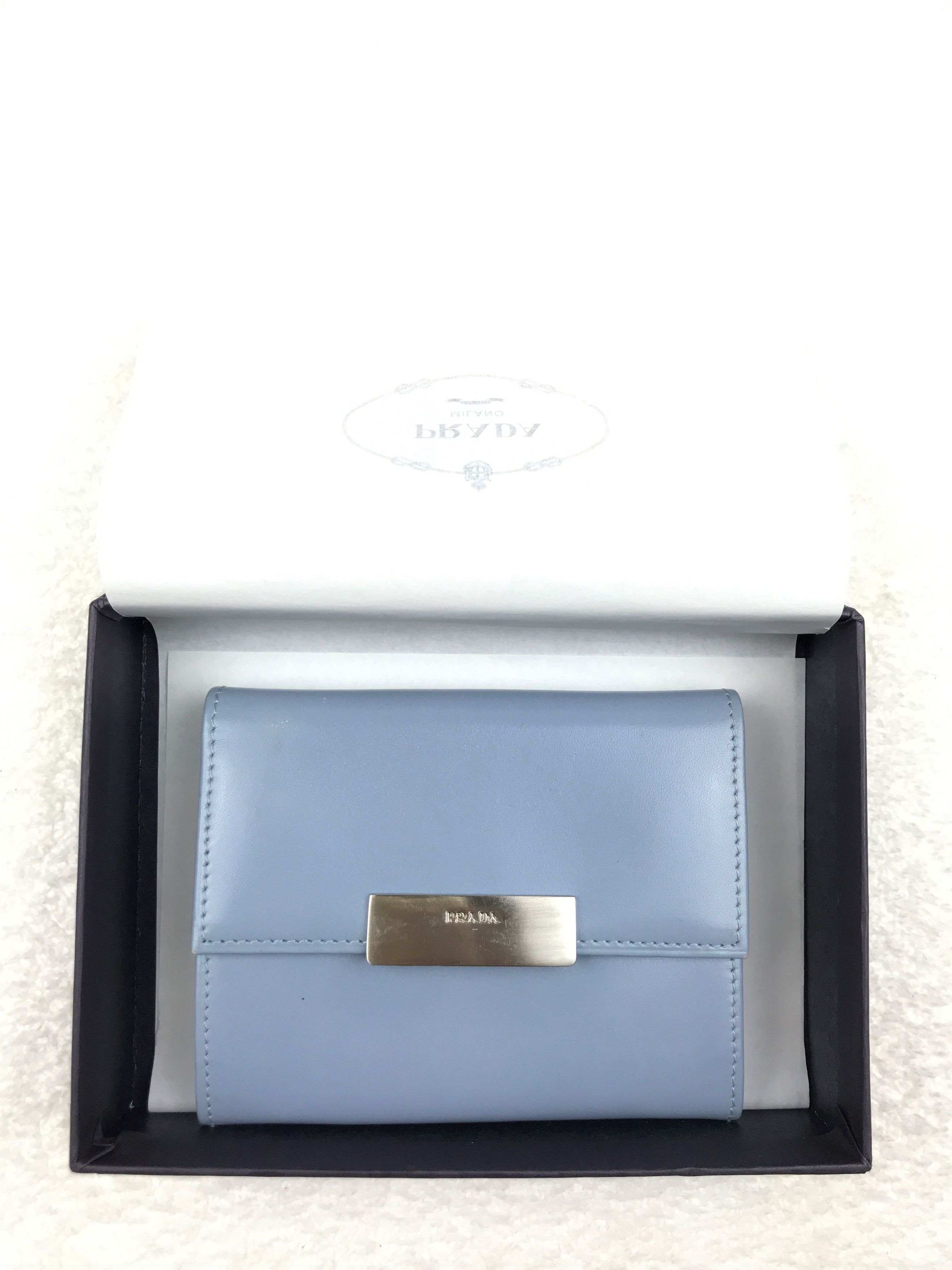 Prada Prada Saffiano Coin Purse Soft Blue With Authenticated Card Size ONE SIZE - 4 Thumbnail