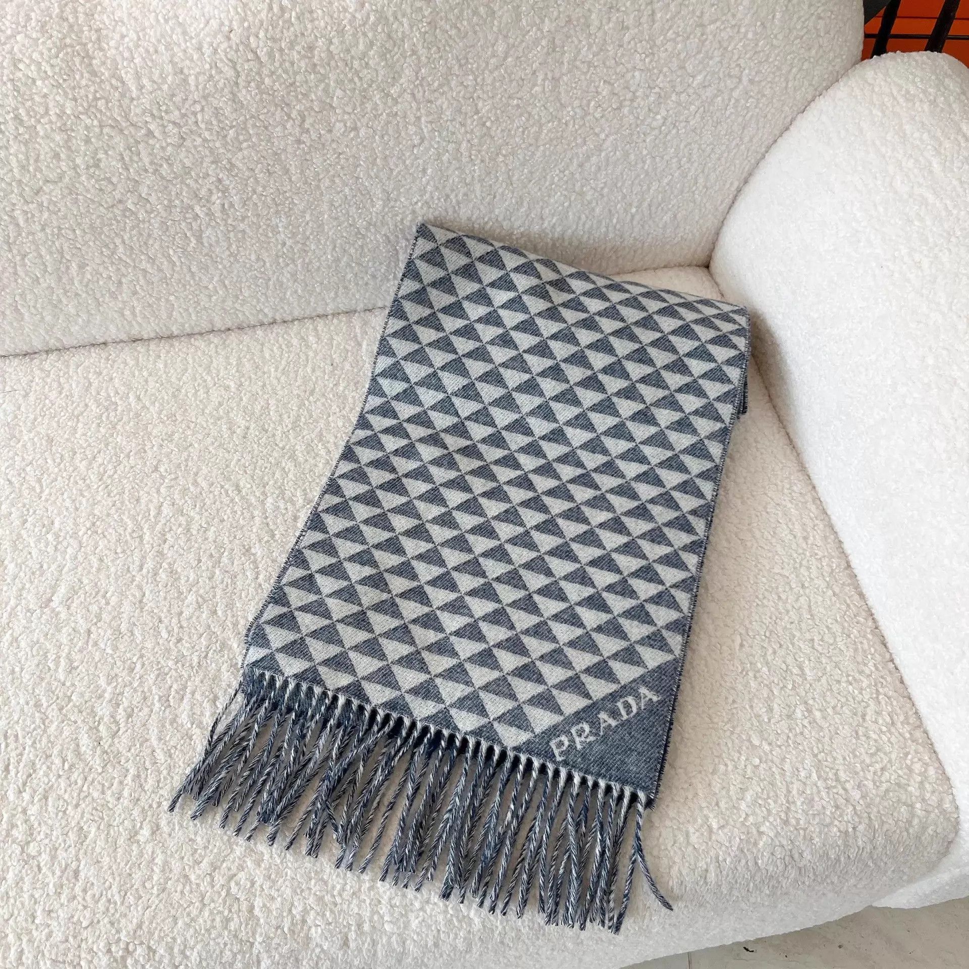 Prada Prada Gray Fringe Wool Scarf Size ONE SIZE - 1 Thumbnail