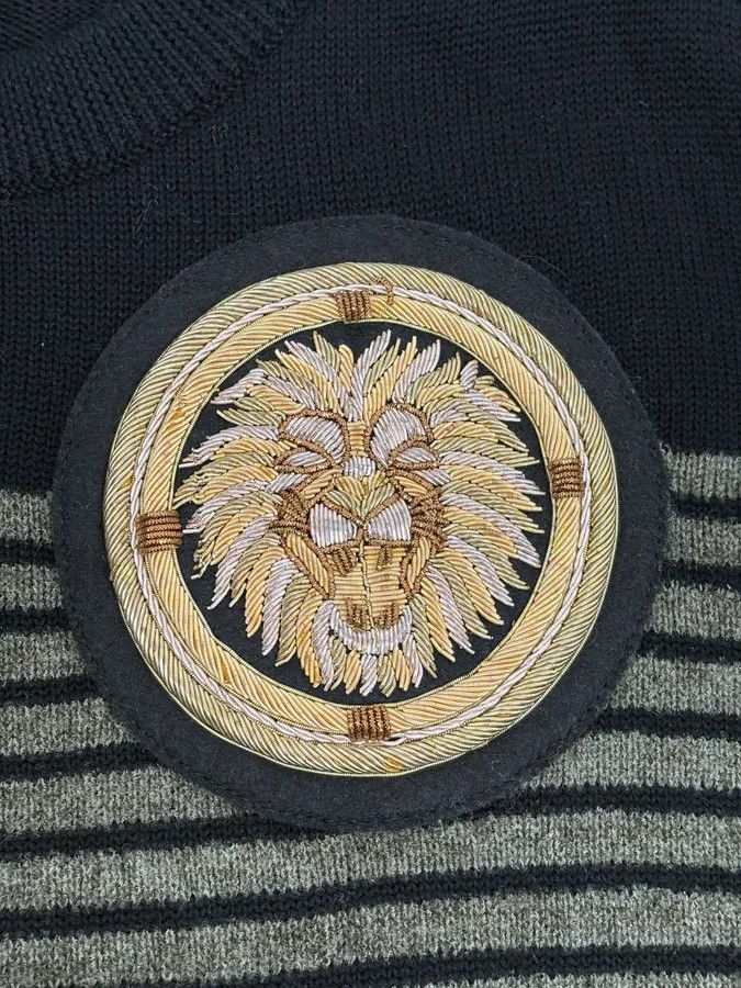 Balmain 2015 Balmain H&M Striped Signature Buttoned Sweater Size US M / EU 48-50 / 2 - 8 Thumbnail