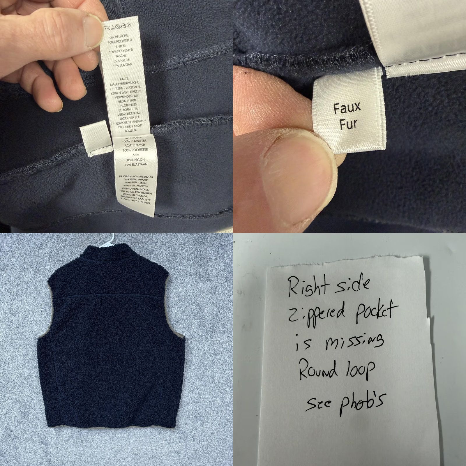Vintage Telluride Clothing Company Vest 2XL Fleece Faux Fur Outdoor Casual Hiking Skiing Men Blue 49 in Chest Stand-Up Collar Pockets Zippered Size US XXL / EU 58 / 5 - 9 Thumbnail