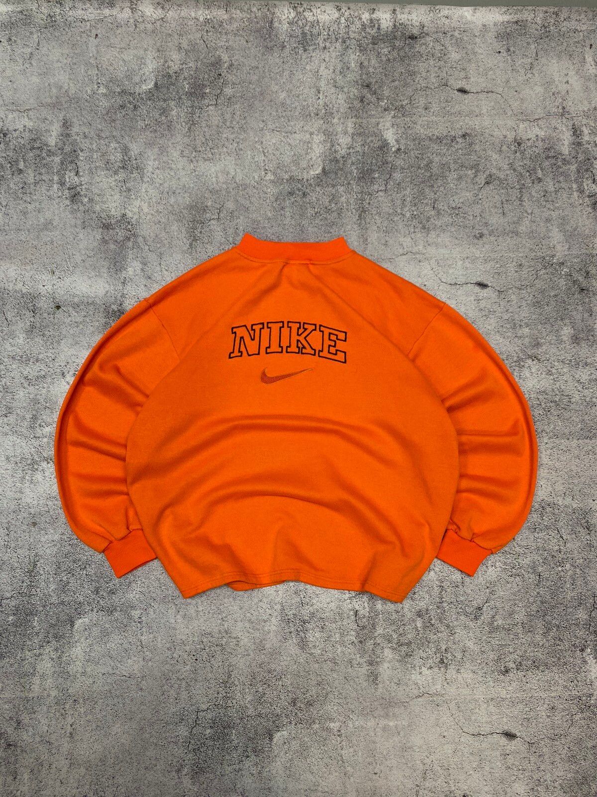 Pre-owned Nike X Vintage Nike Vintage Sweatshirt Big Logo Drill Y2k In Orange