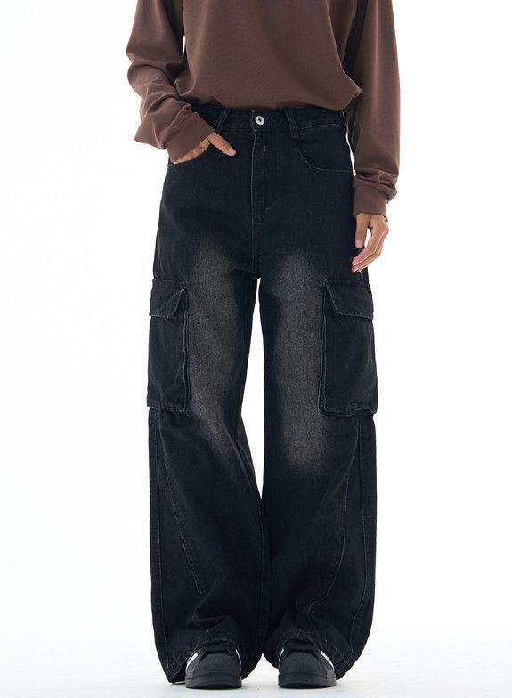 Japanese Brand American wide-leg patchwork multi-pocket cargo jeans Size US 32 / EU 48 - 2 Thumbnail