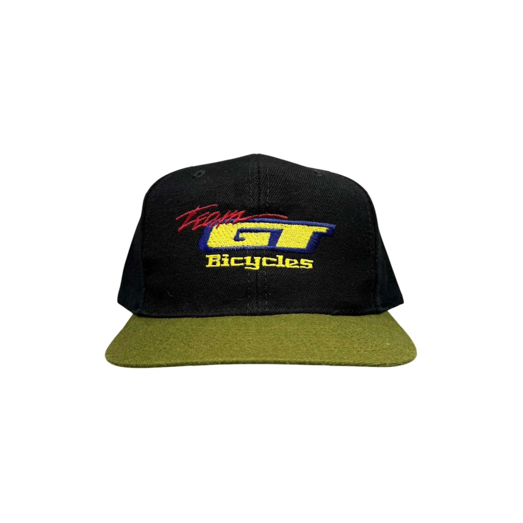 Vintage VINTAGE Otto Two Tone Snapback Hat Black Olive / GT BMX Theme 80s 90s Bicycles Mens Adjustable Cap Size ONE SIZE - 2 Thumbnail