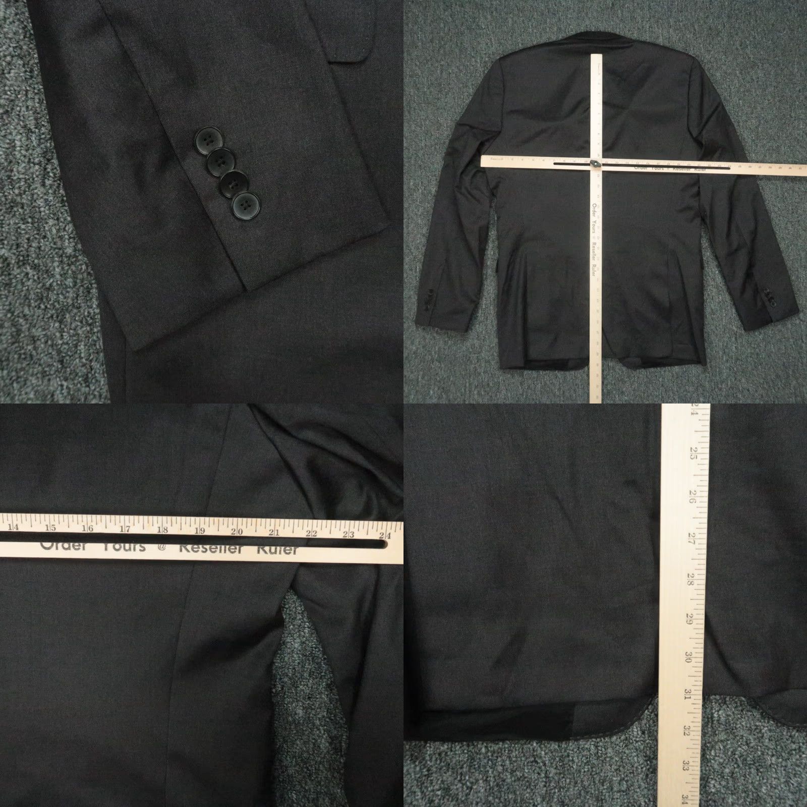 Hugo Boss HUGO BOSS Blazer Mens 42L Charcoal Gray Wool Stretch 2 Piece Notch Lapel Single-Breasted 2-Button 3-Button Sleeve Long/Dry Clean Only Vintage: No Size 42R - 8 Thumbnail