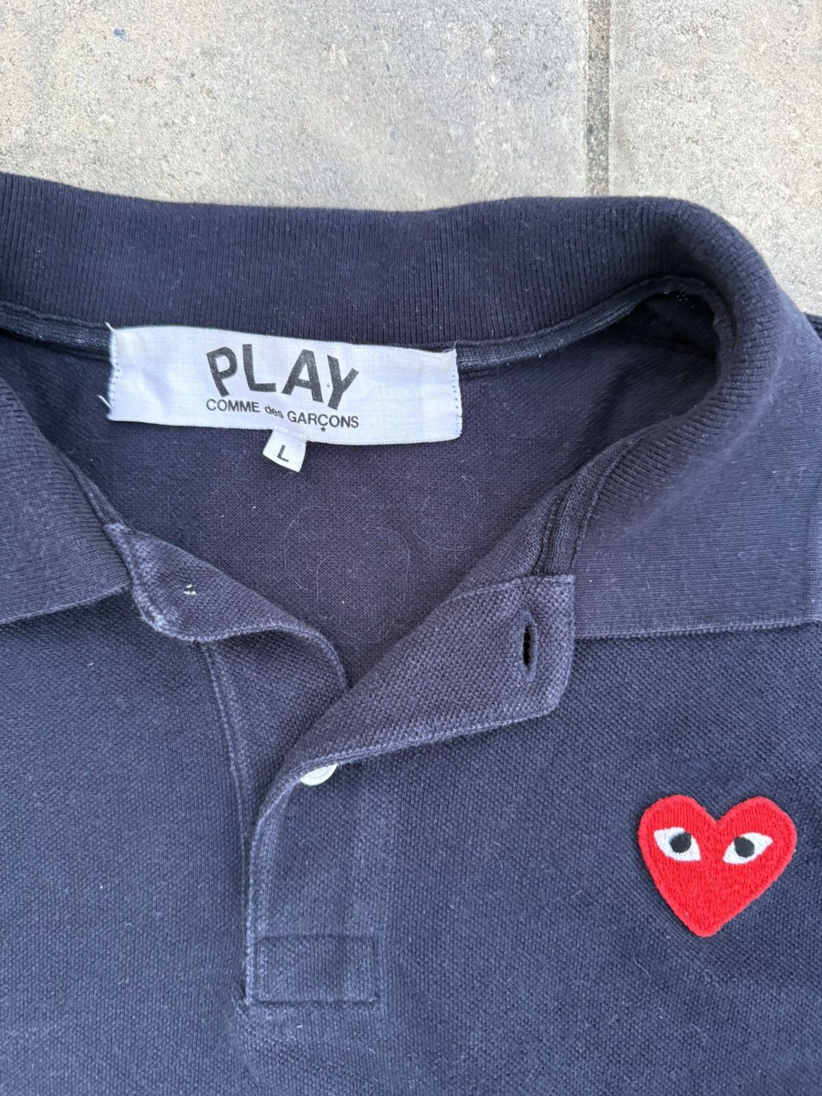 Comme des Garcons PLAY Comme Des Garçons PLAY Navy Polo Size US L / EU 52-54 / 3 - 3 Thumbnail