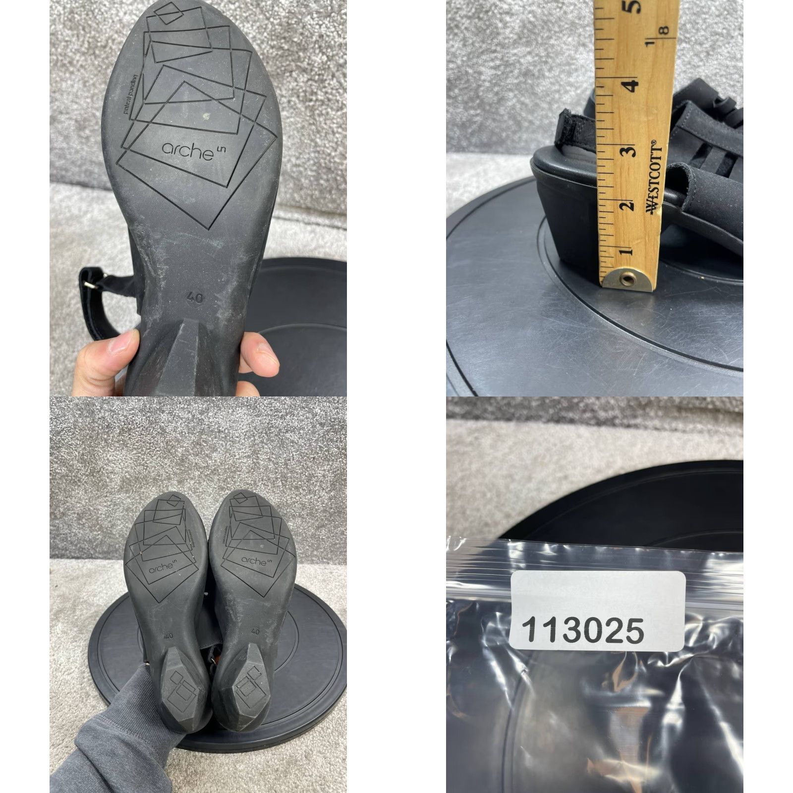 Vintage Arche Soexor Sandal Womens Slingback Black Nubuck Block Heel Casual Women 9.5US 40EU Leather Lining Size US 8 / IT 38 - 8 Thumbnail