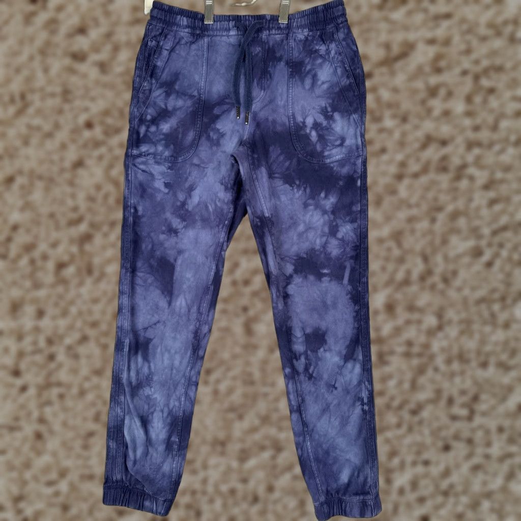 Athleta Athleta Womens XXS Blue Tie Dye Jogger Pants Elastic Waist Pockets Lounge Twill Cotton Blend Casual Activewear Size 24" / US 00 / IT 34 - 1 Thumbnail