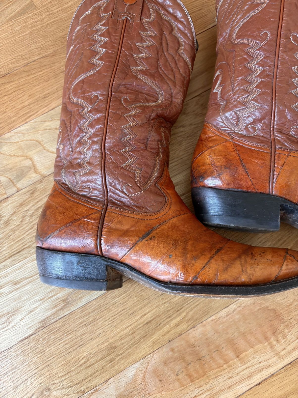 Other Montana Vintage 90s Eel Skin Cowboy Boots Tan Western 9 E Size US 9 / EU 42 - 10 Thumbnail