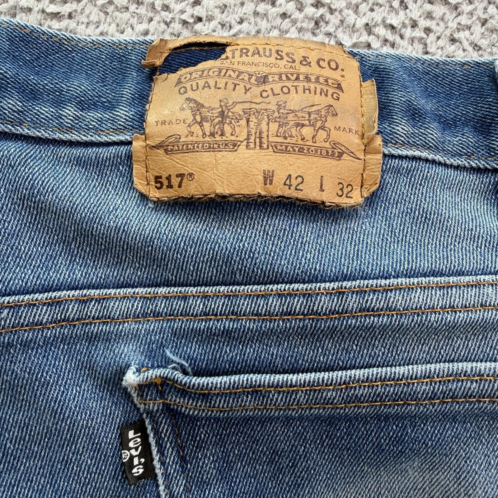 Levi's Levis 517 Bootcut Jeans Mens 40x29 Blue Distressed Faded Y2K Size US 40 / EU 56 - 6 Thumbnail