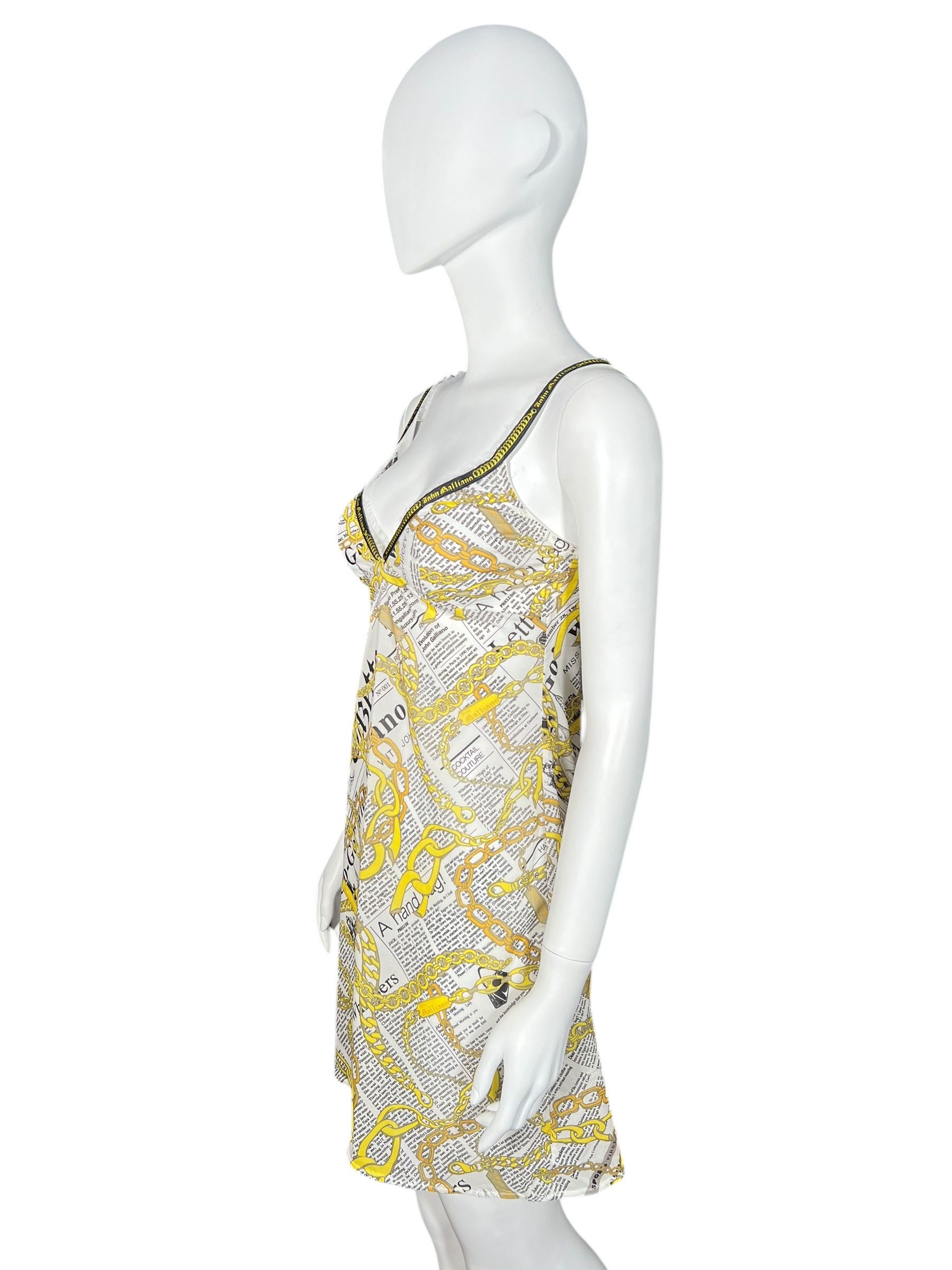 John Galliano John Galliano 2000s Newspaper Chain Slip Dress Size L / US 10 / IT 46 - 3 Thumbnail
