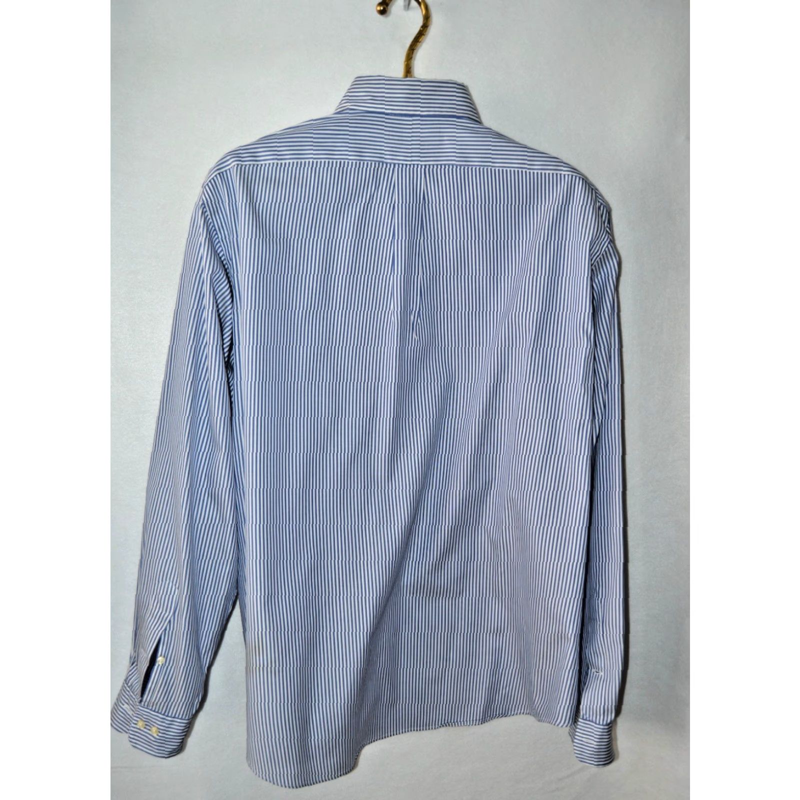 Polo Ralph Lauren VTG Polo Ralph Lauren Classic Fit Men's Dress Shirt Blue Stripe 17.5 36/37 Size 48R - 3 Thumbnail
