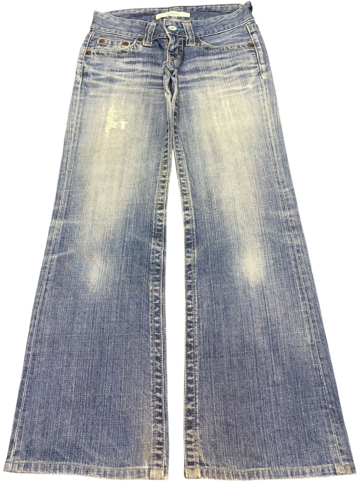 Uniqlo Vintage Japanese Uniqlo Distress Low Rise Flare Jeans Size 28" / US 6 / IT 42 - 1 Thumbnail