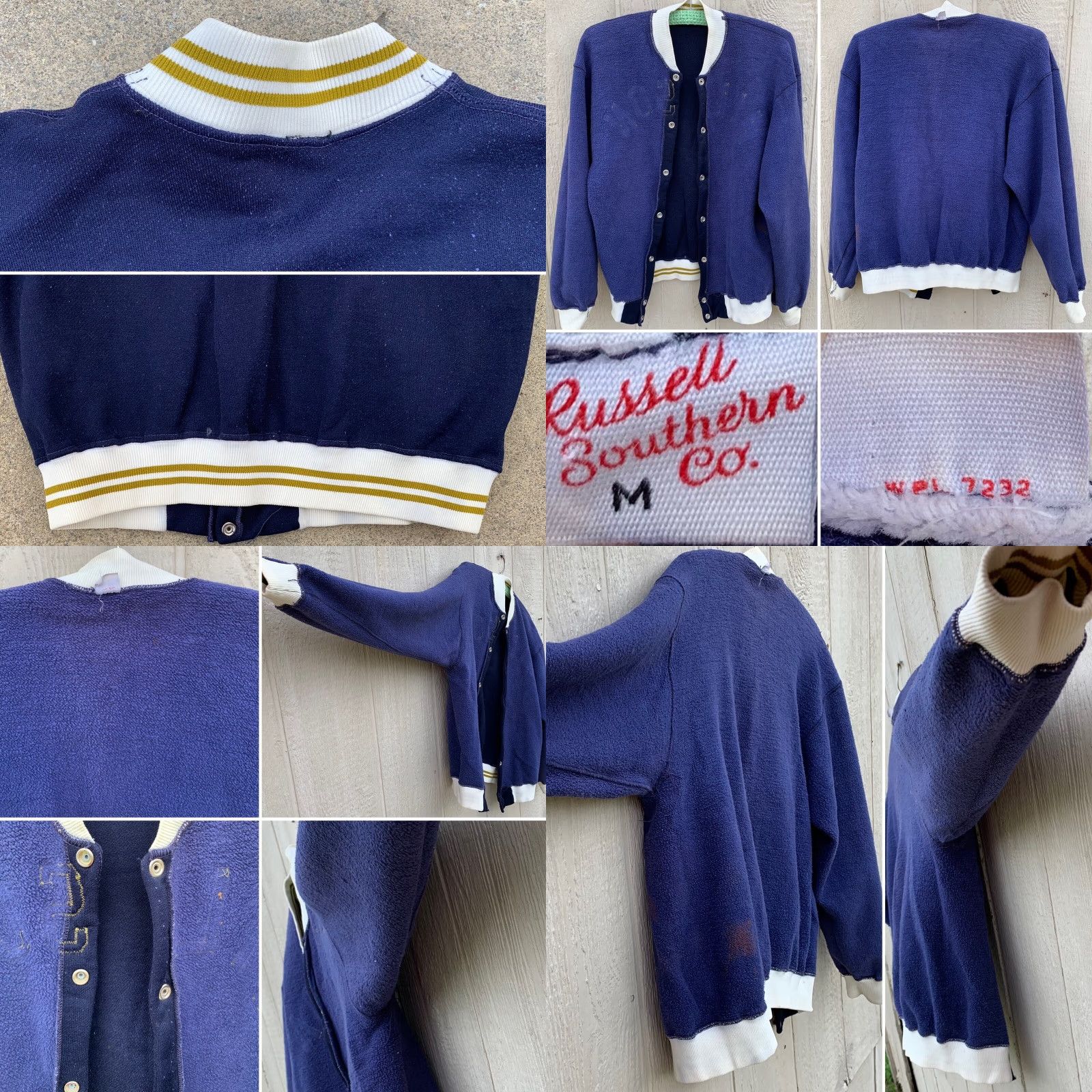 Wilson vintage Russell jacket snap front WILSON on front 50s 1950s size M blue sportswear/Beach Mens/Adult? Size US M / EU 48-50 / 2 - 10 Thumbnail
