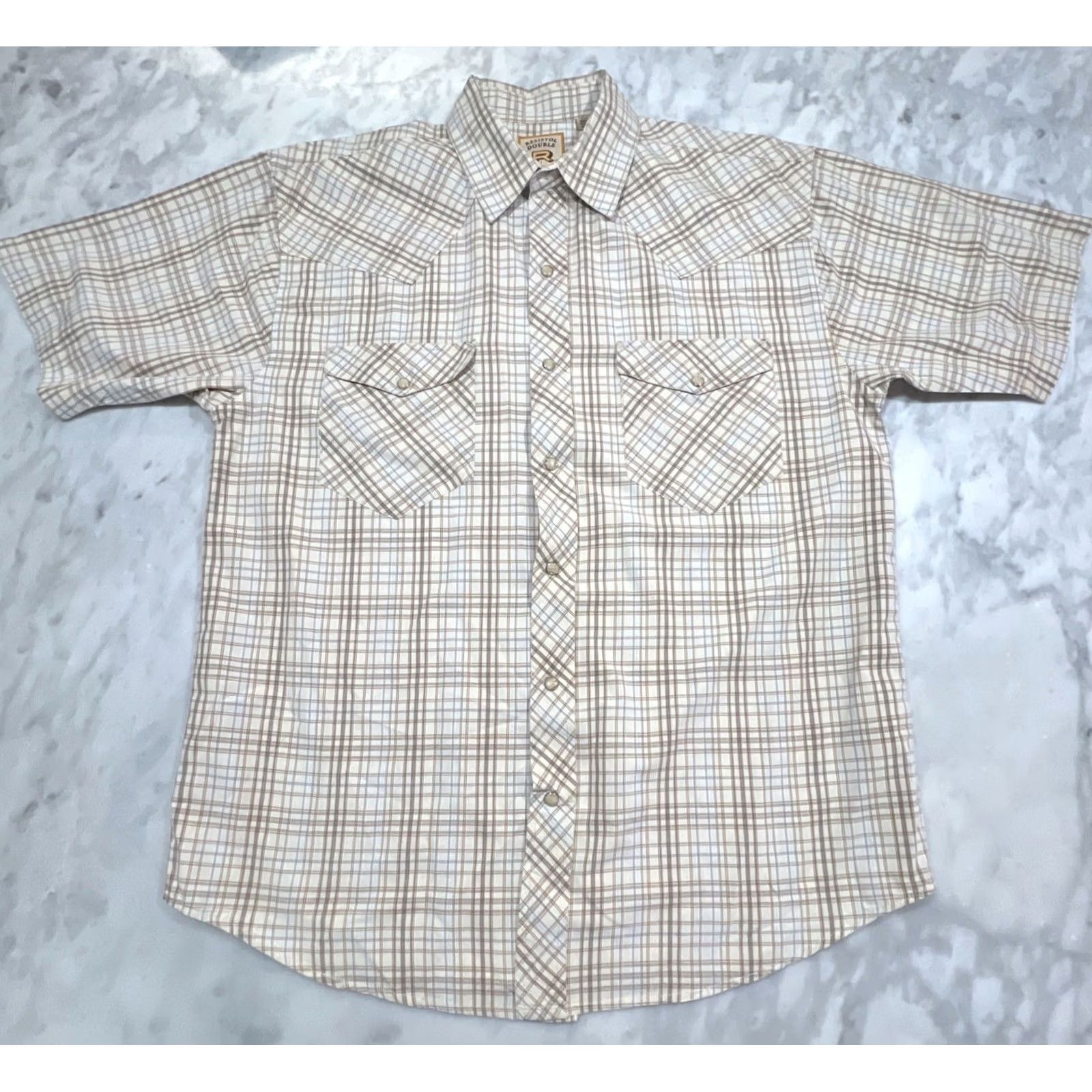 Doublet Resistol Double R Pearl Snap Shirt Men Large Plaid Pockets Cotton Short Sleeve Size US L / EU 52-54 / 3 - 3 Thumbnail