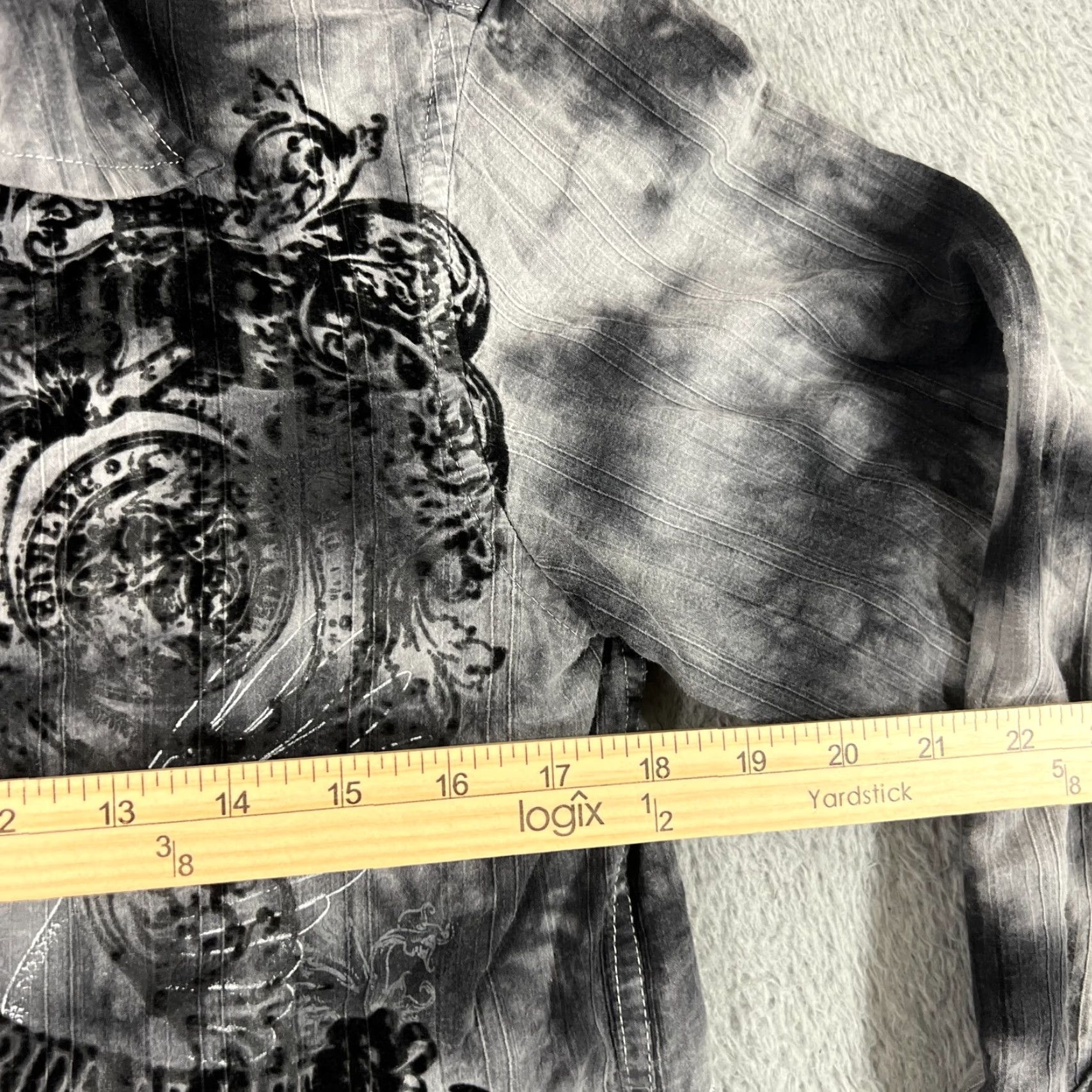Etro VINTAGE Helix Button Up Shirt Gray Mens Small Long Sleeve Graphic Print Grunge Cybergoth Size US S / EU 44-46 / 1 - 5 Thumbnail