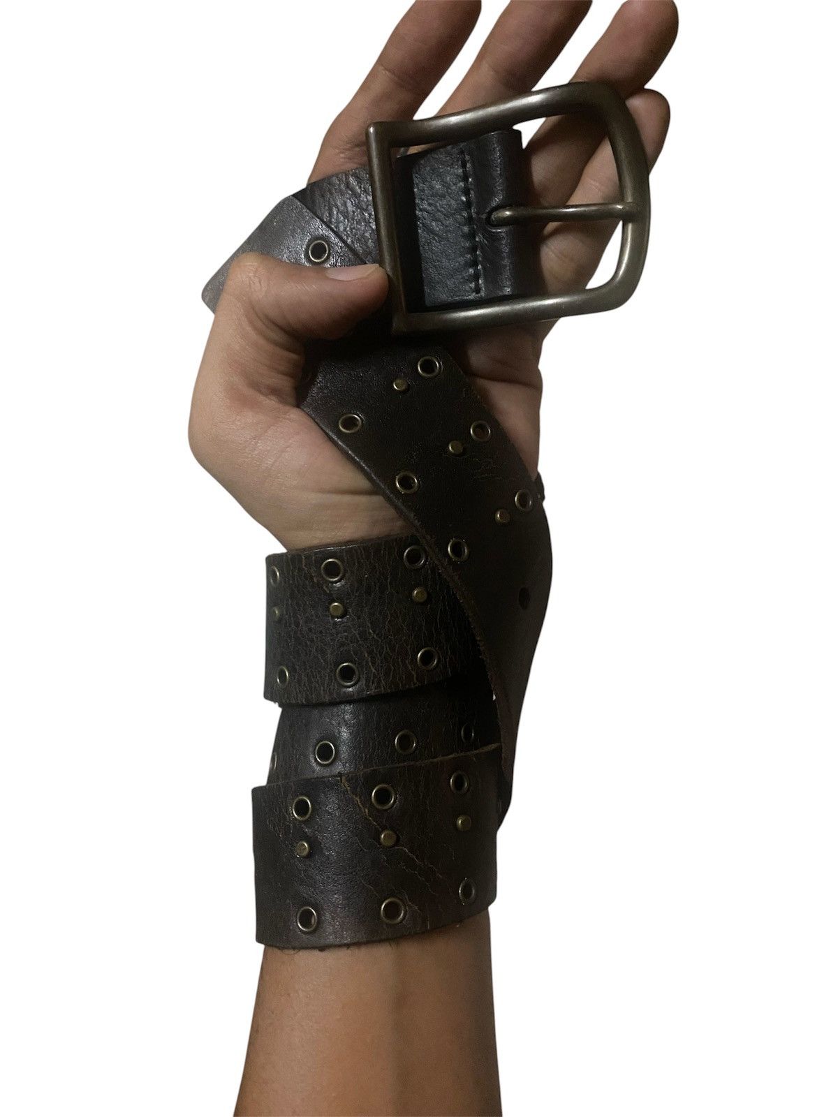 Genuine Leather Black Leather Belt with Tiny Studs Punk Rocker Size ONE SIZE - 1 Thumbnail