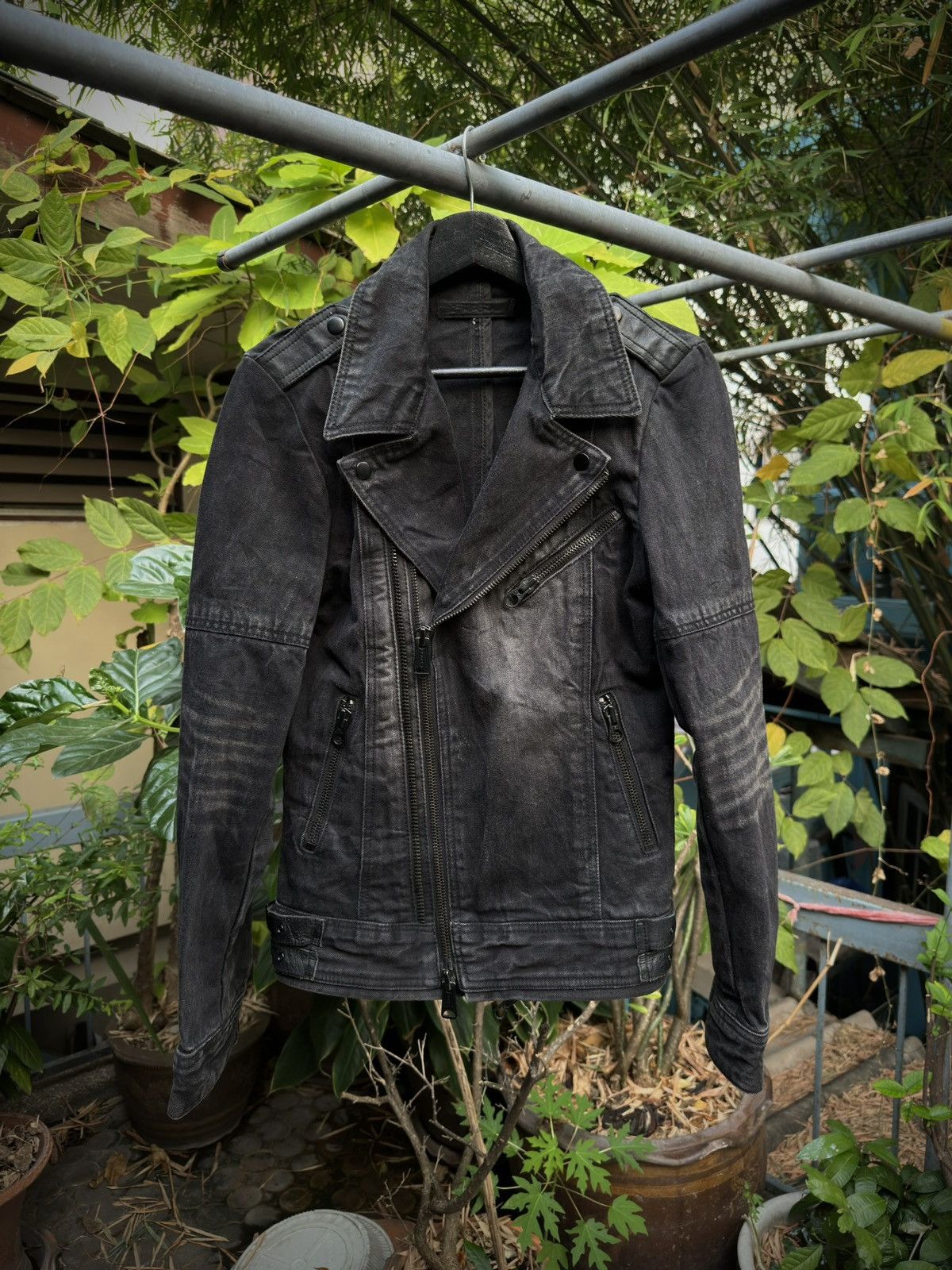 GOSTAR DE FUGA FUGA Fall 2008 Black Denim Double Rider Jacket Size S / US 4 / IT 40 - 3 Thumbnail